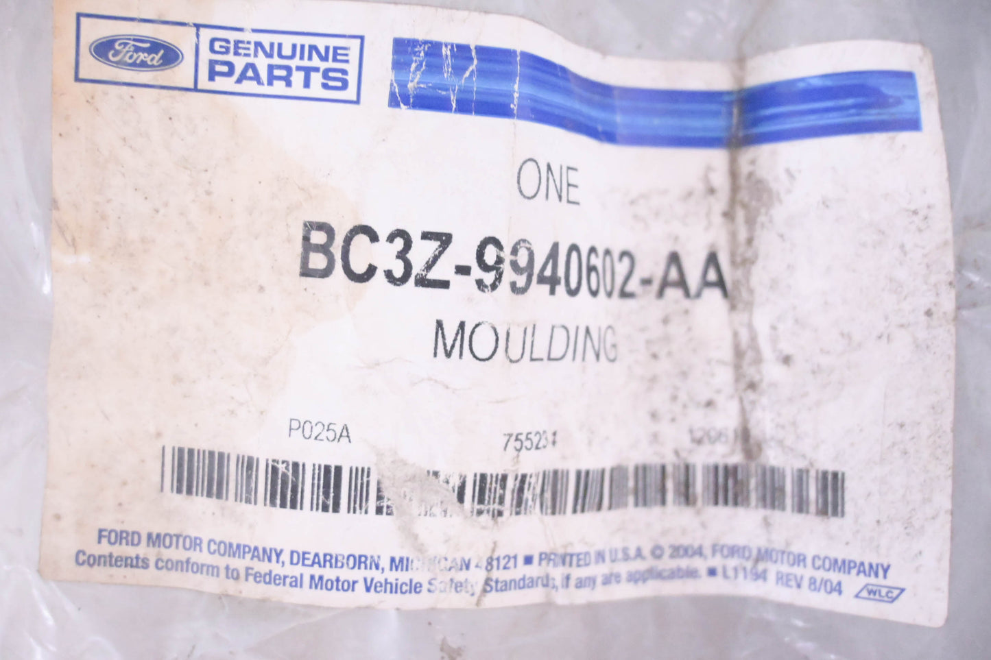 New OEM Ford BC3Z-9940602-AA Tailgate Moulding Upper Trim Cap NOS