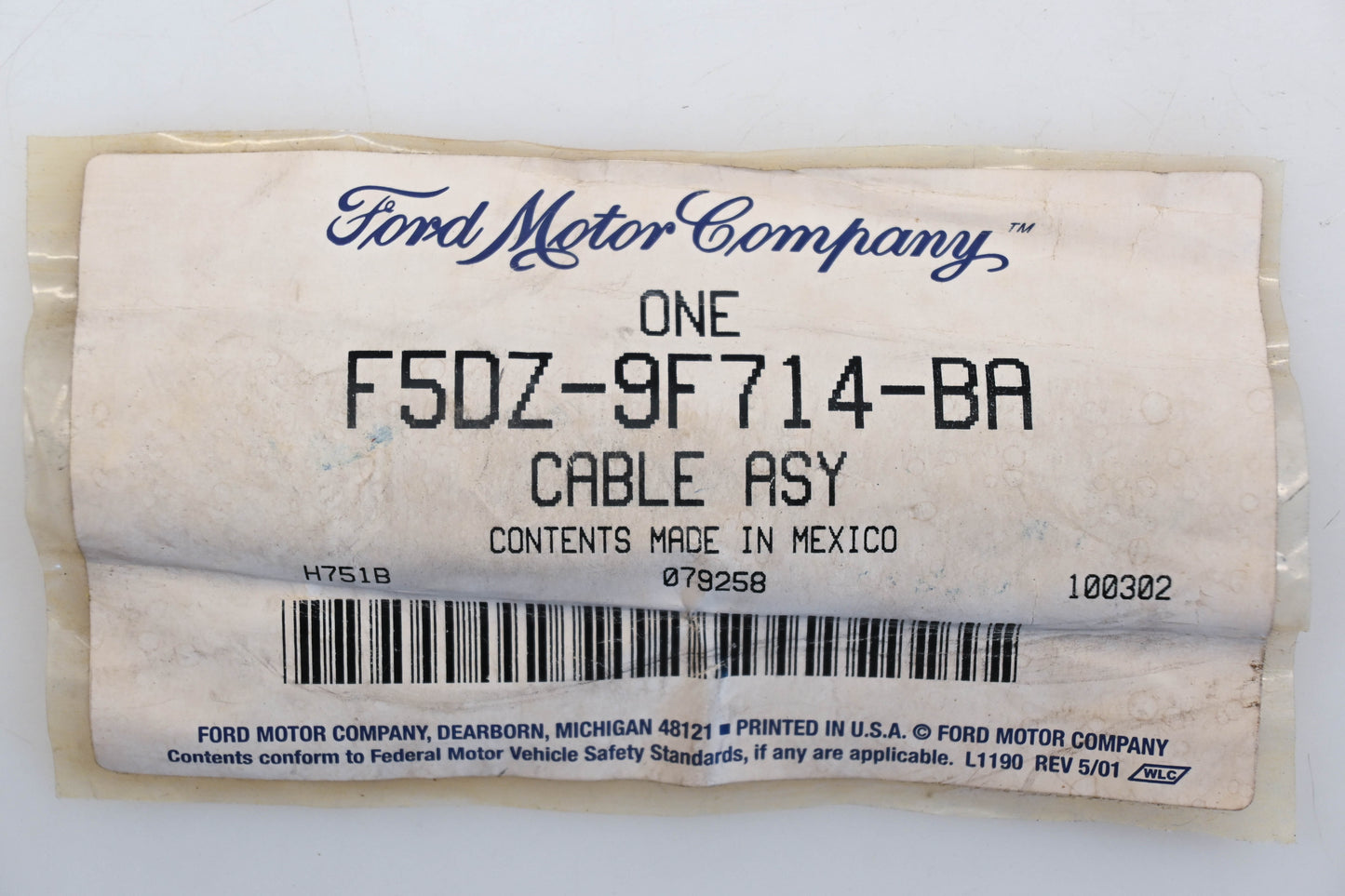 New OEM Ford F5DZ-9F714-BA, F5DF-9F714-BA 91-98 Speedometer Cable Assembly NOS