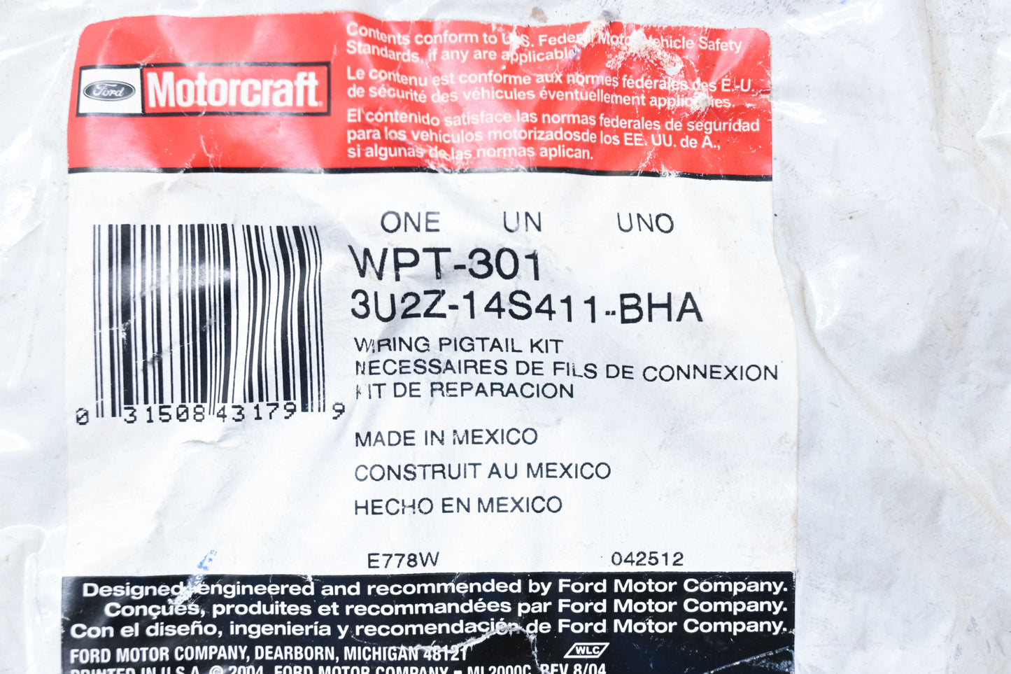 New OEM Ford 3U2Z-14S411-BHA Headlight Wiring Pigtail Kit NOS