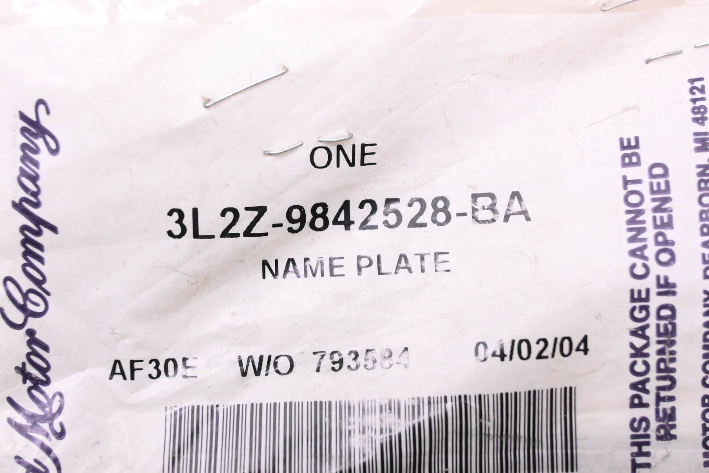 New OEM Ford 3L2Z-9842528-BA Sport XLS Nameplate NOS
