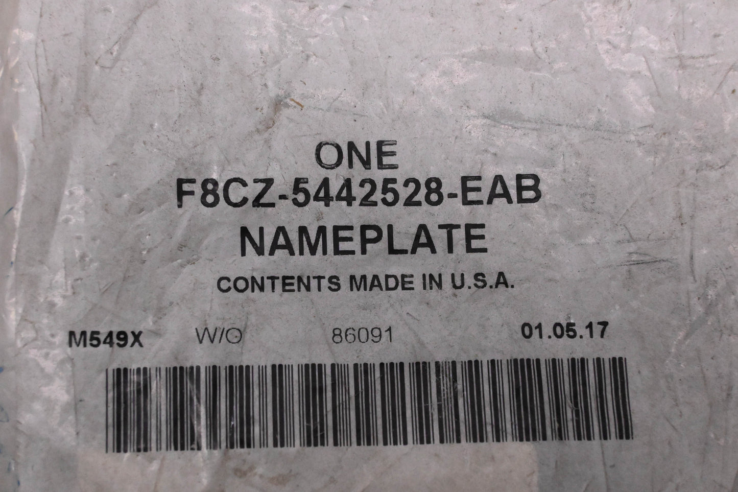 New OEM Ford F8CZ-5442528-EAB Escort Nameplate NOS