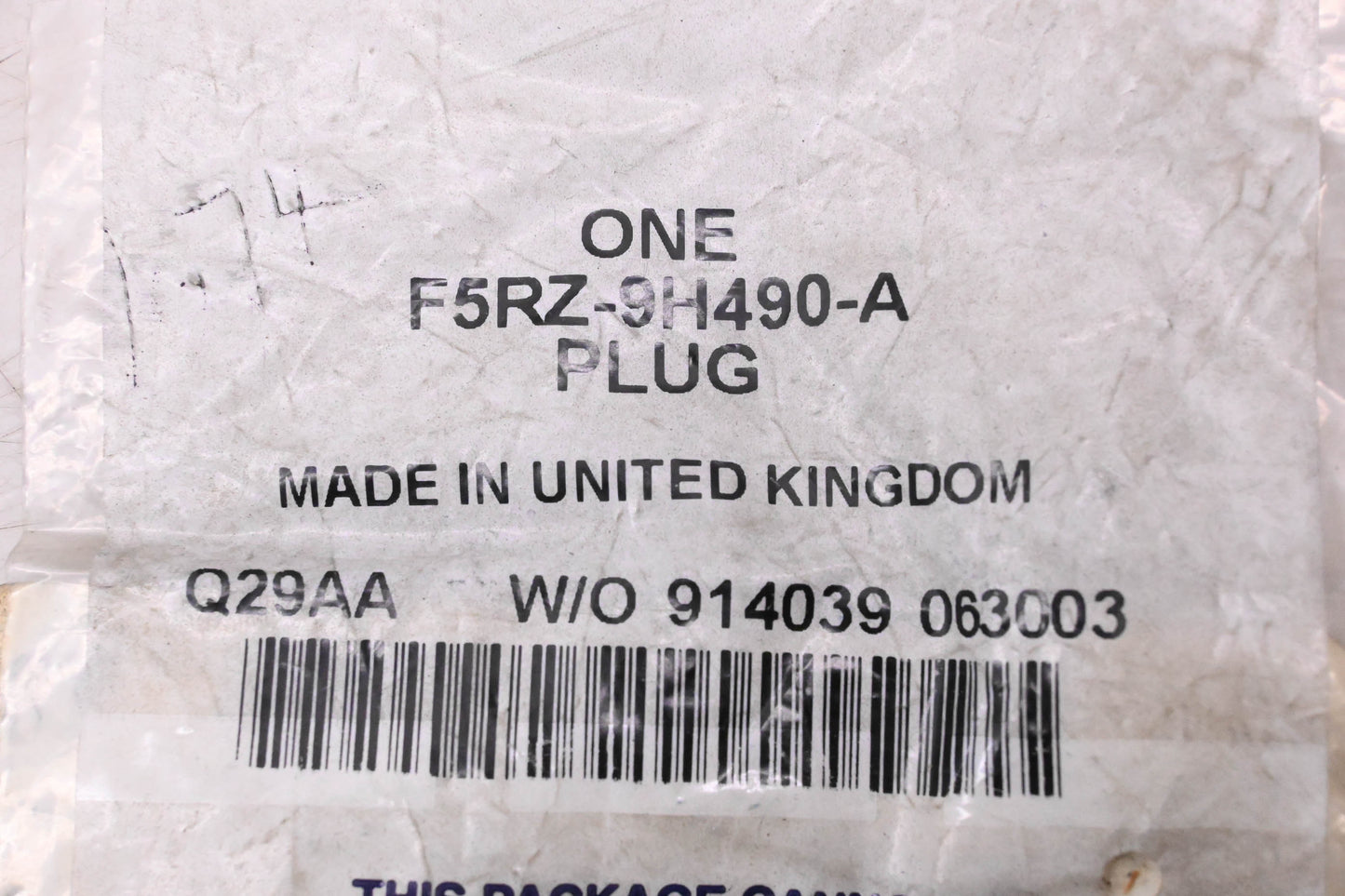 New OEM Ford F5RZ-9H490-A Plug/Seal NOS