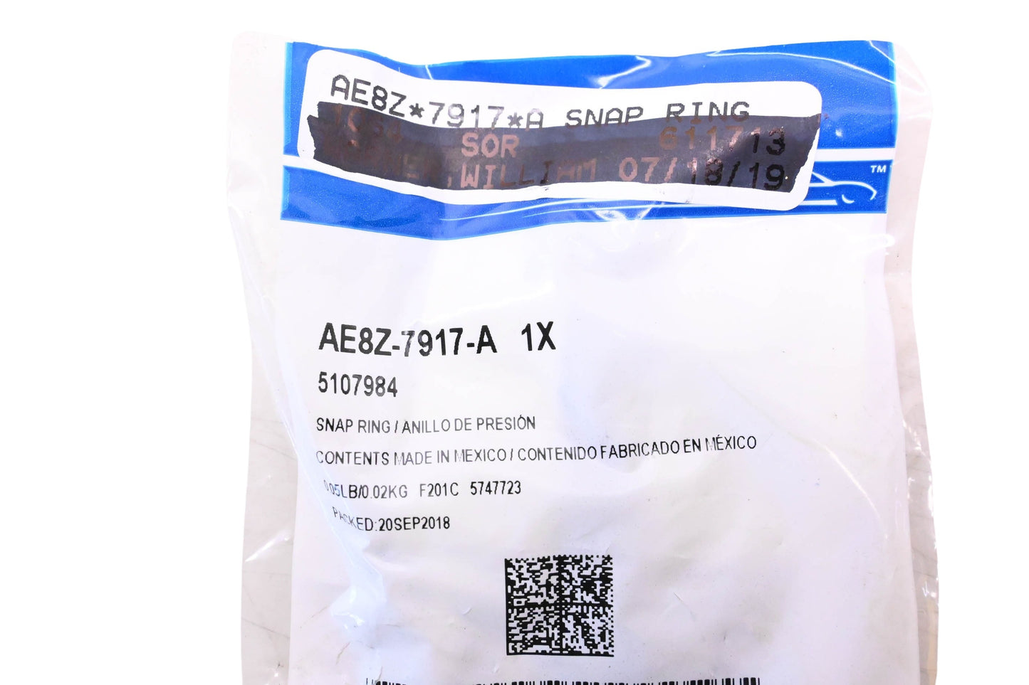 New OEM Ford AE8Z-7917-A, 5107984 Snap Ring NOS