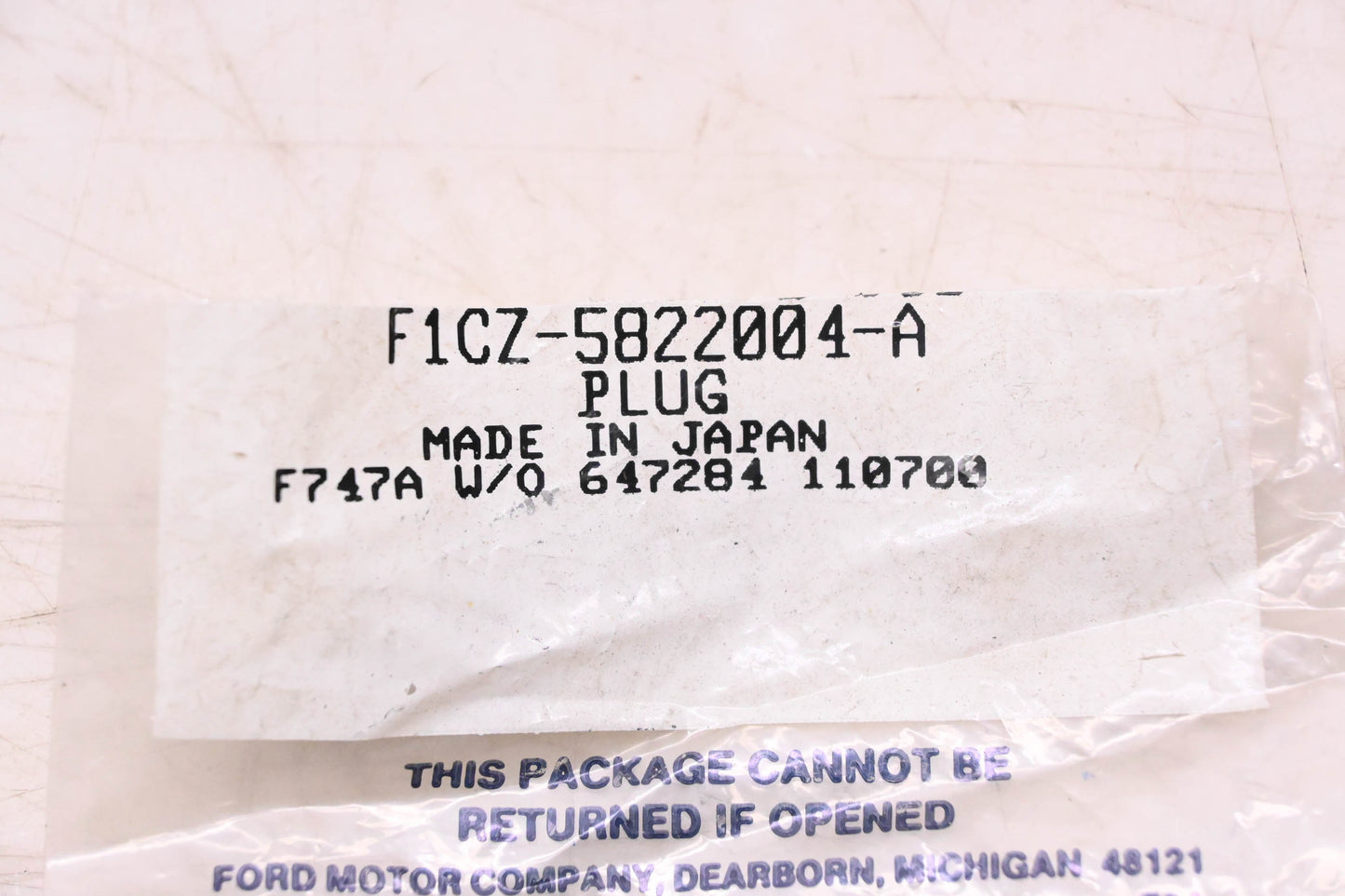 New OEM Ford F1CZ-5822004-A Plug NOS