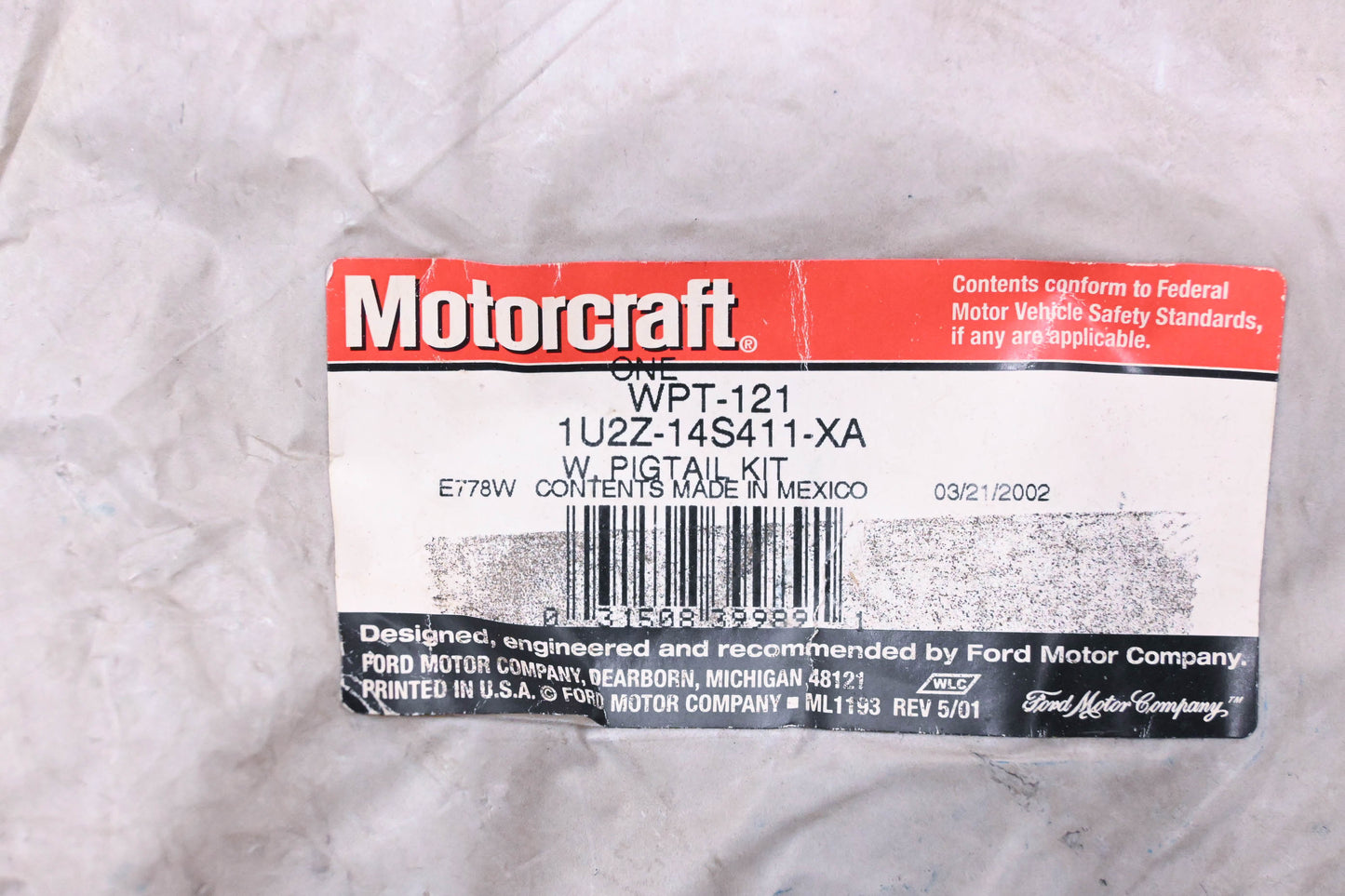 New OEM Motorcraft WPT-121, 1U2Z-14S411-XA Wiring Pigtail Kit NOS