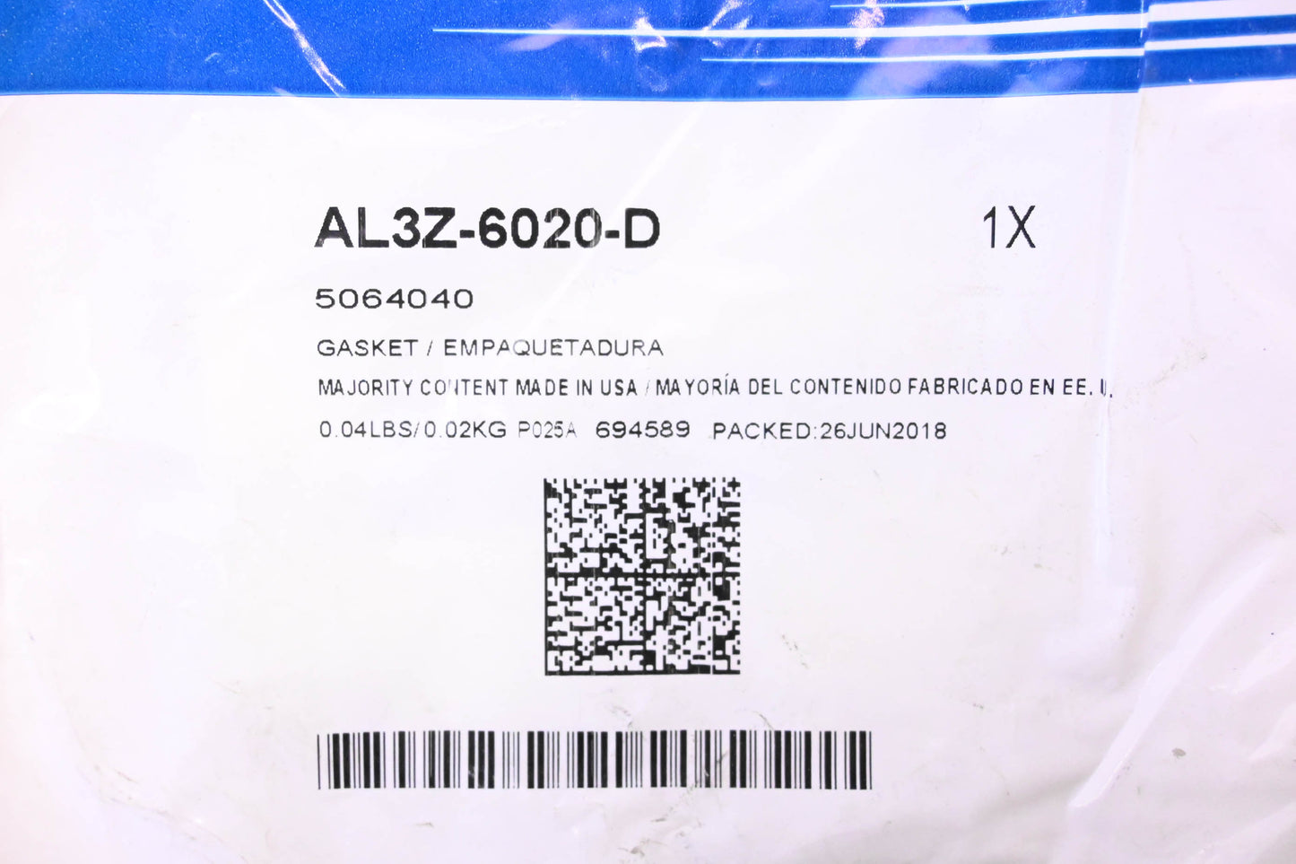 New OEM Ford AL3Z-6020-D, 5064040 Valve Timing Cover Gasket NOS