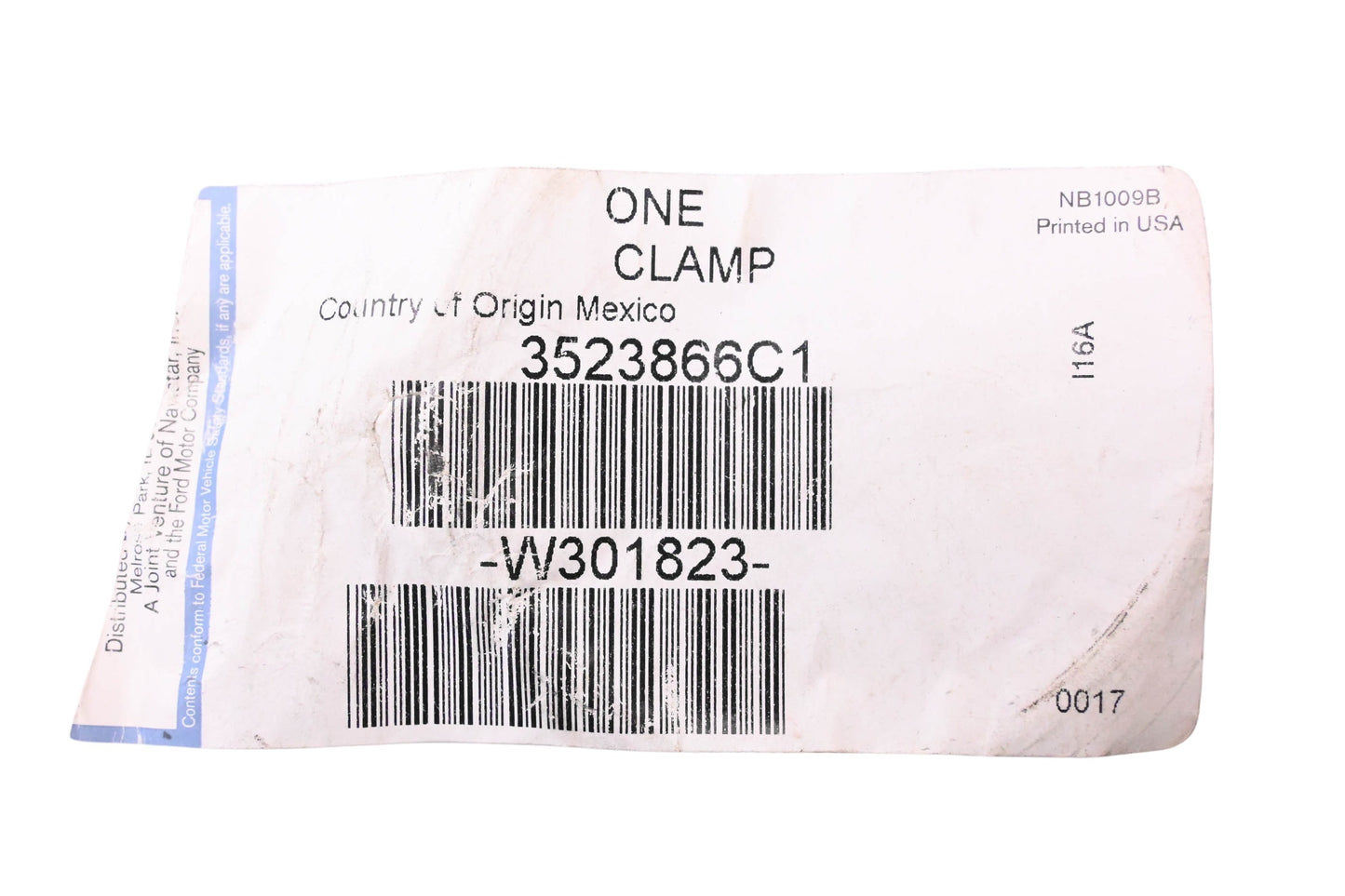 New OEM Ford W301823, 3523866C1 Hose Clamp Assembly NOS