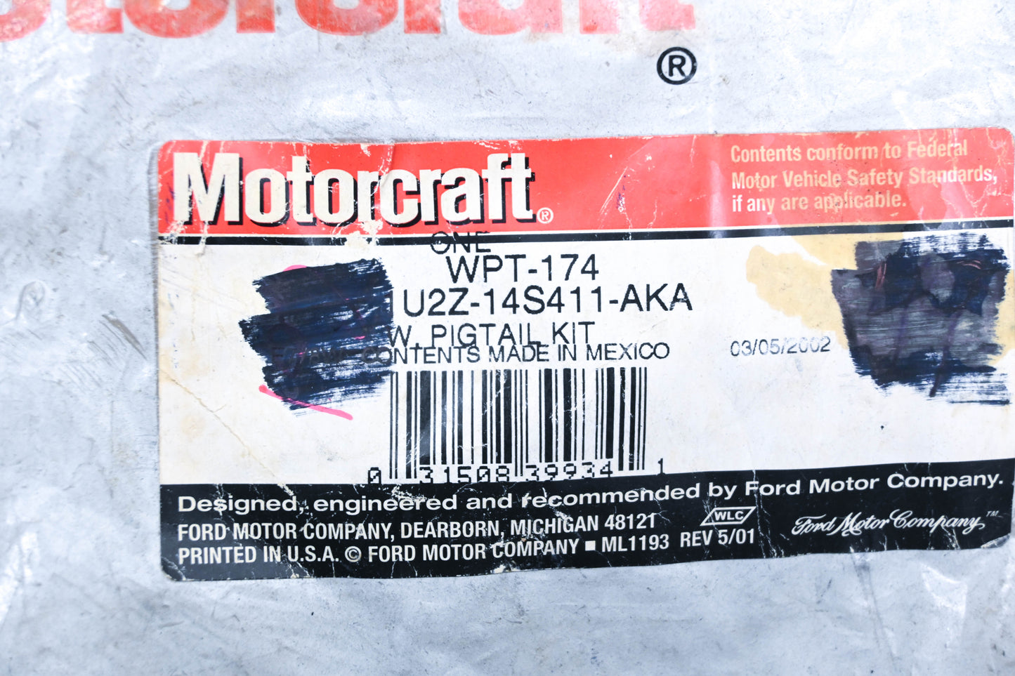 New OEM Motorcraft WPT-174, 1U2Z-14S411-AKA Wiring Pigtail Kit NOS