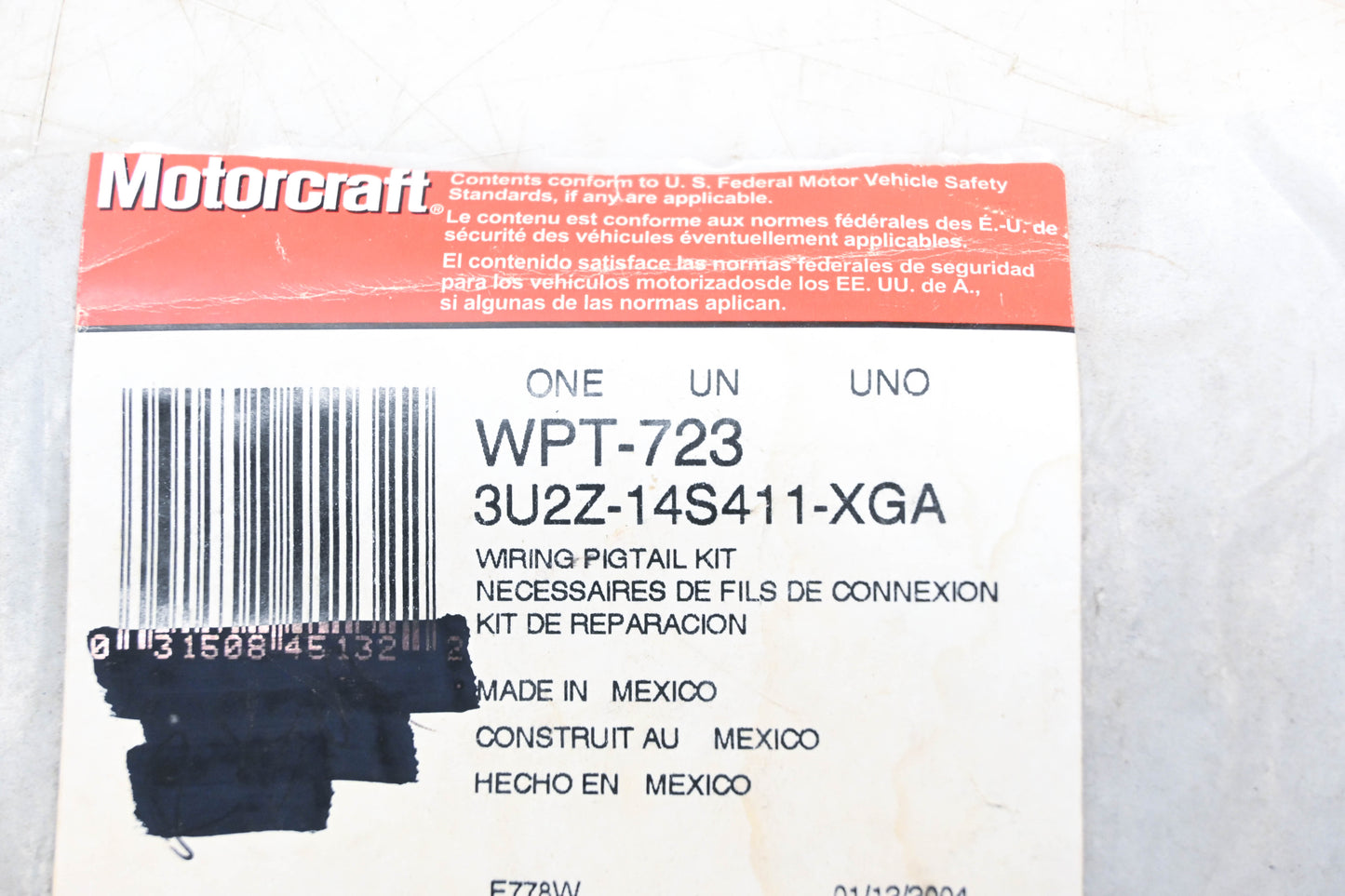 New OEM Motorcraft WPT-723, 3U2Z-14S411-XGA Wiring Pigtail Kit NOS