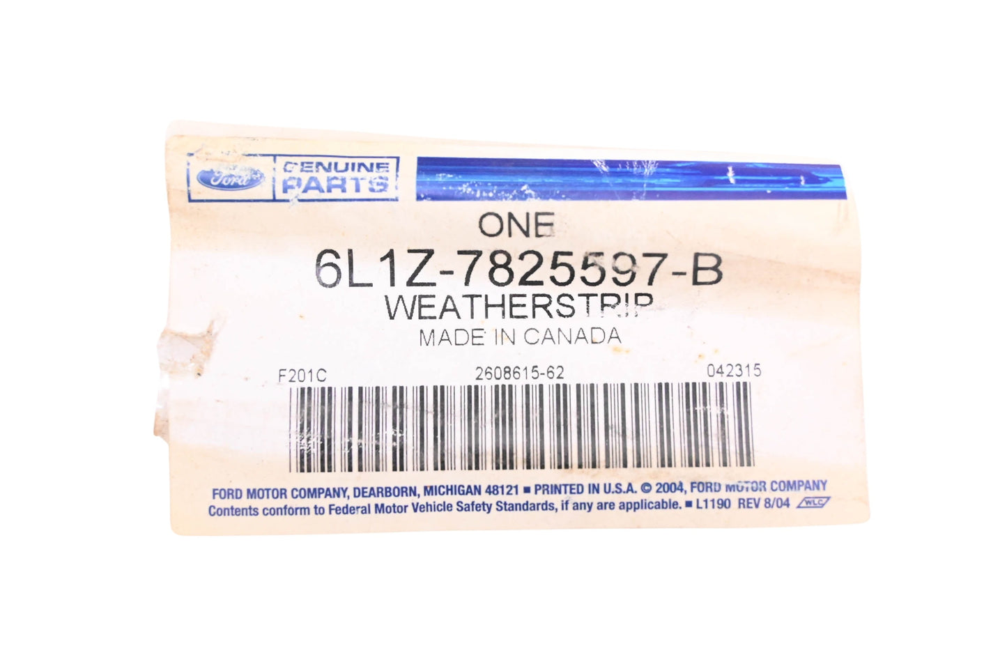 New OEM Ford 6L1Z-7825597-B Rear Left Side Door Weather Strip Belt Assembly NOS