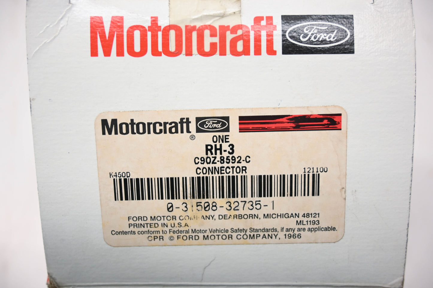 New OEM Motorcraft RH-3, C90Z-8592-C Thermostat Housing Water Outlet Connector NOS