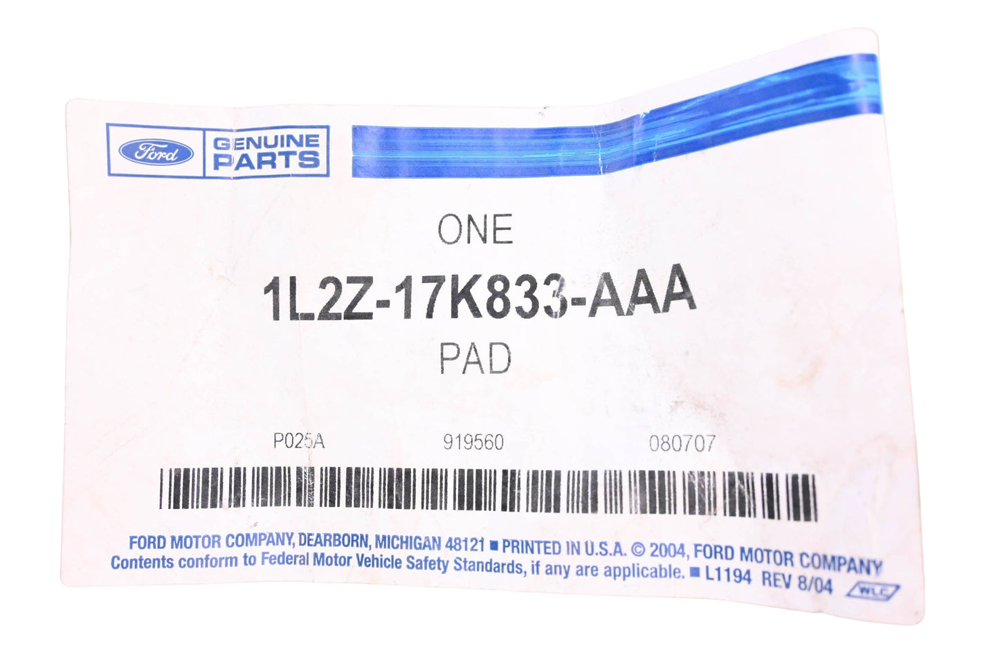 New OEM Ford 1L2Z-17K833-AAA Black Impact Pad NOS
