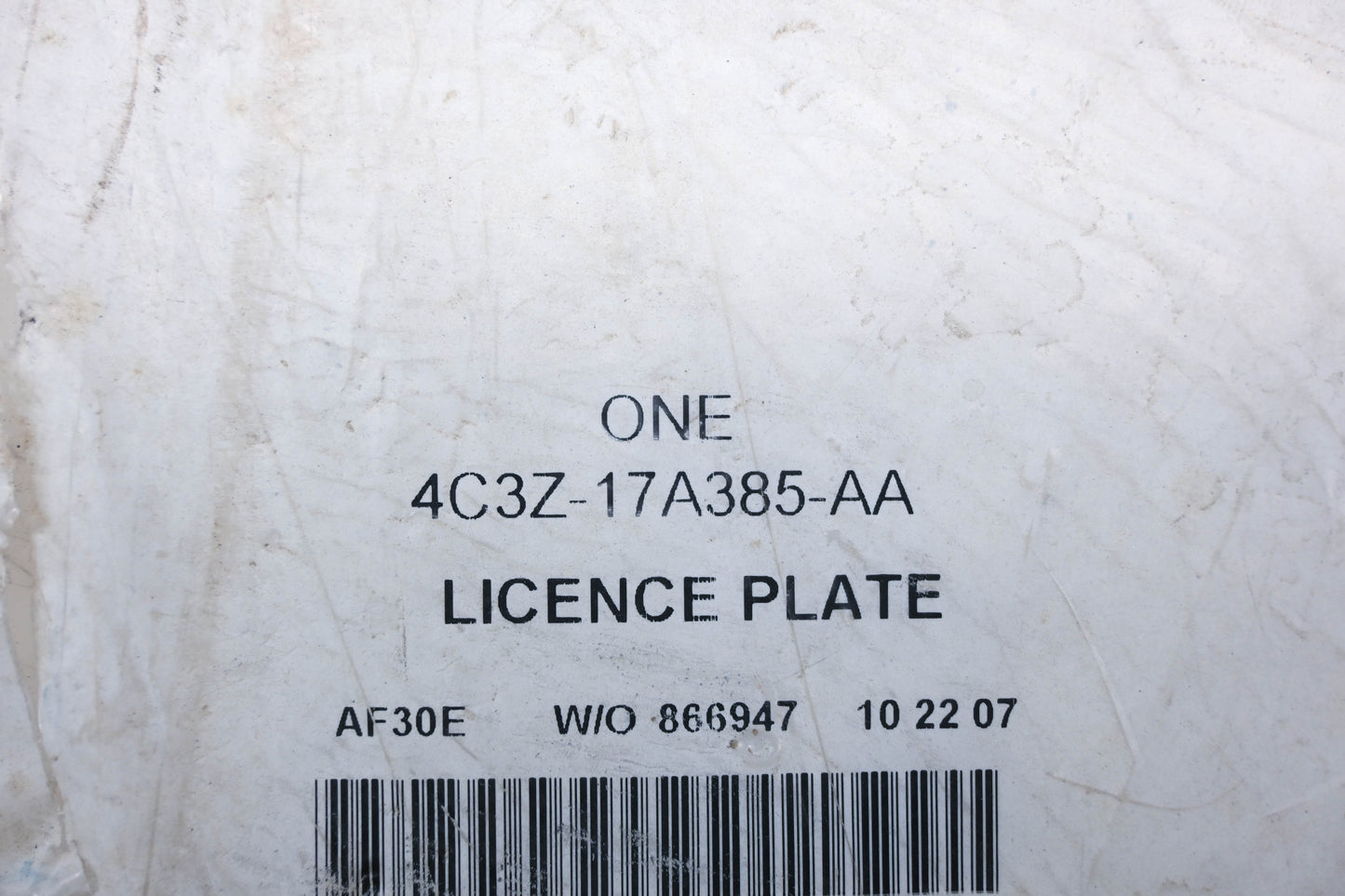 New OEM Ford 4C3Z-17A385-AA License Plate Placeholder NOS