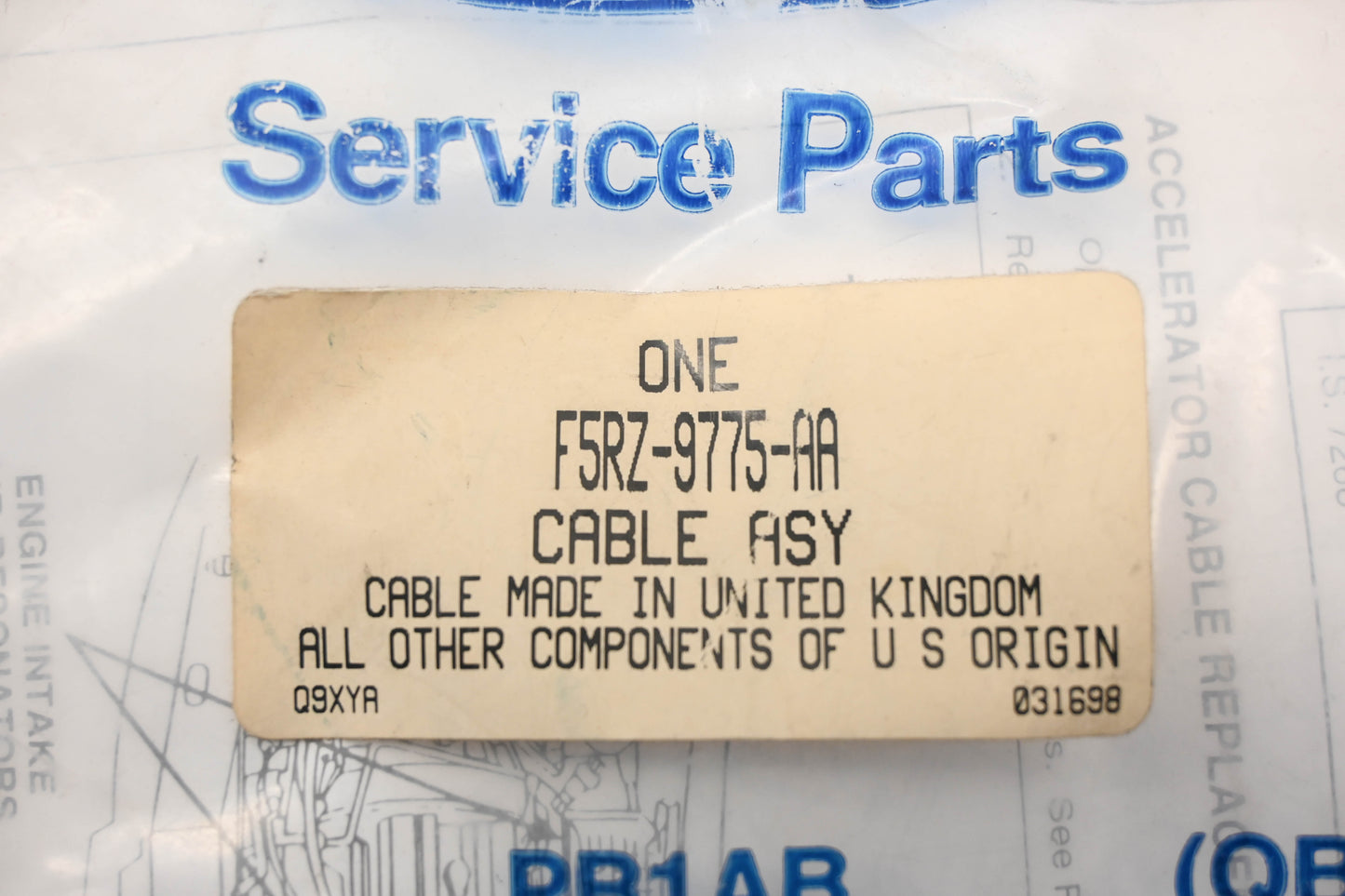 New OEM Ford F5RZ-9775-AA Cruise Throttle Cable Assembly NOS