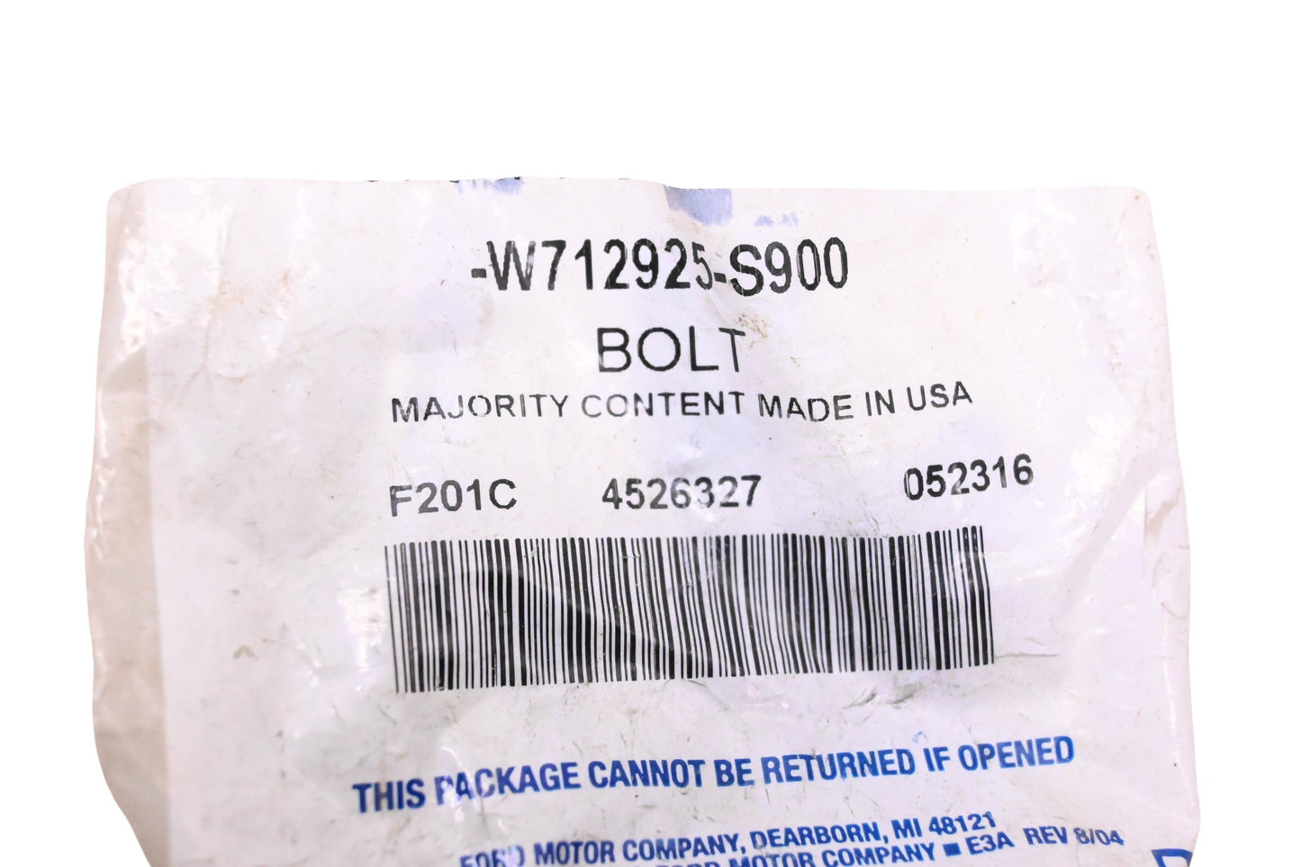 New OEM Ford W712925-S900 Bolt & Washer Assembly NOS