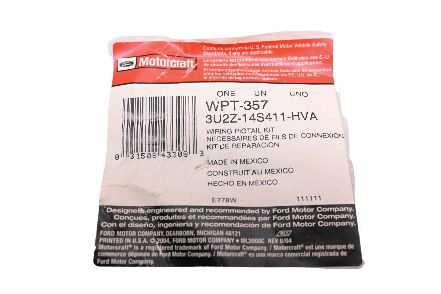 New OEM Motorcraft WPT-357, 3U2Z-14S411-HVA Multipurpose Pigtail Wiring Assembly Kit NOS