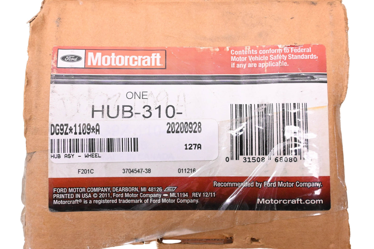 New OEM Motorcraft HUB-310, DG9Z-1109-A Wheel Bearing & Hub Assembly NOS