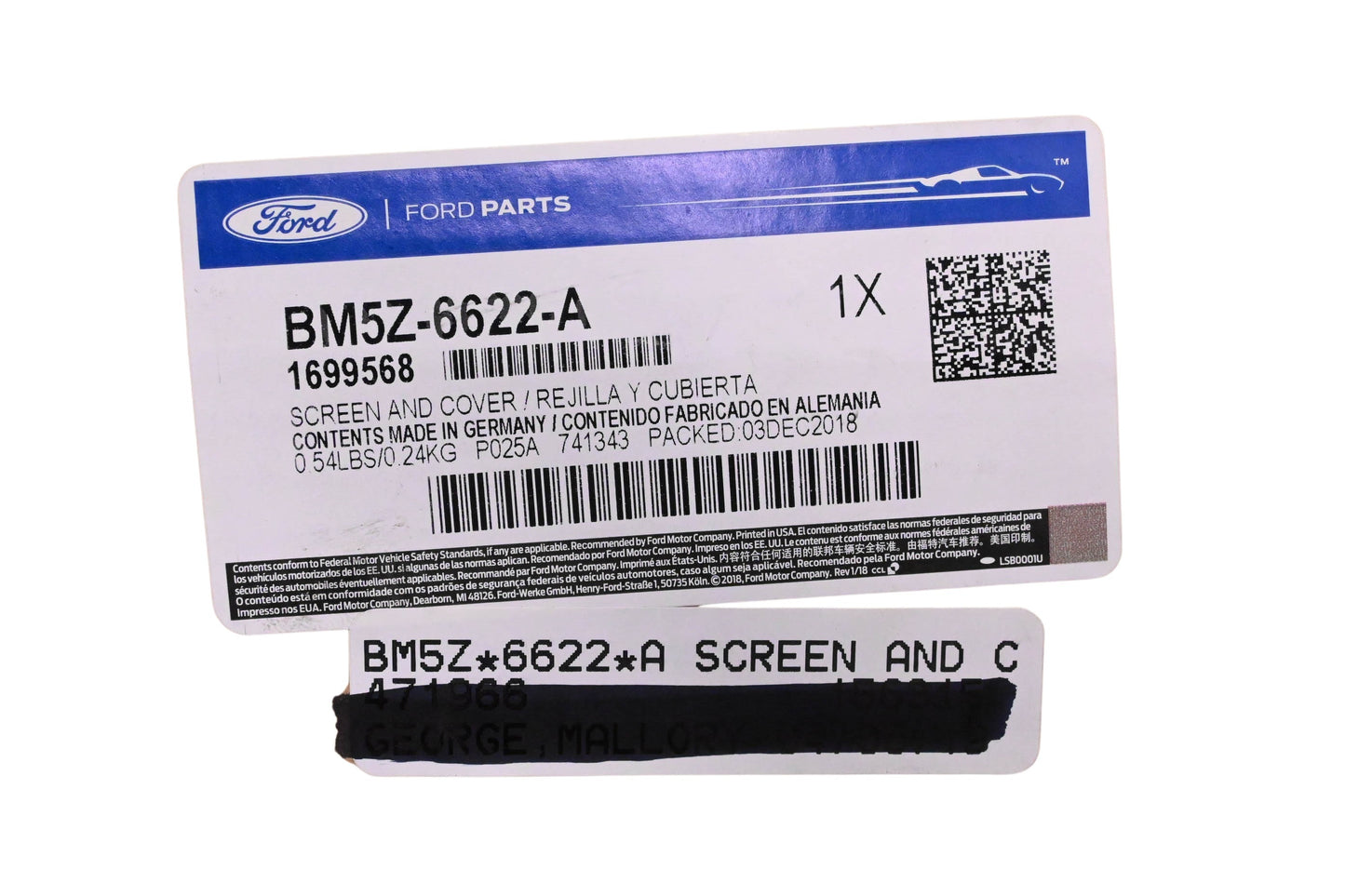 New OEM Ford BM5Z-6622-A, 1699568 Oil Pickup Tube Screen & Cover Assembly NOS