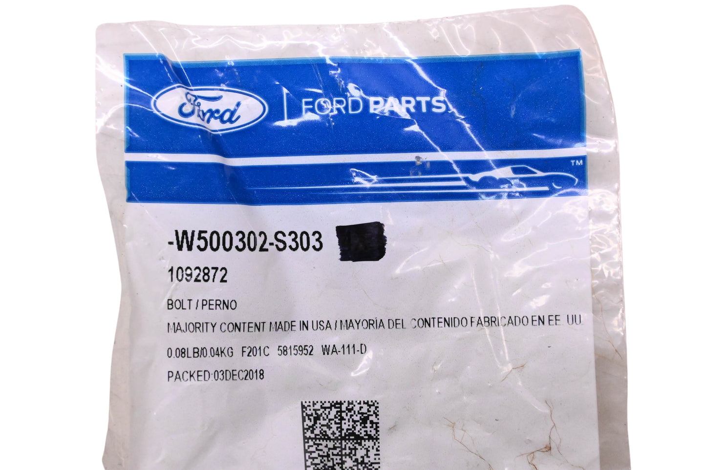 New OEM Ford W500302-S303, 1092872 Bolts Qty 2 NOS