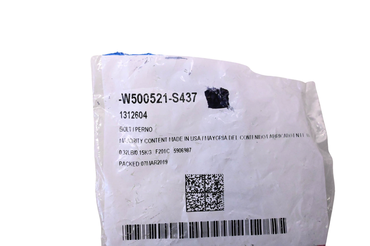 New OEM Ford W500521-S437, 1312604 Mount Plate Bolt NOS