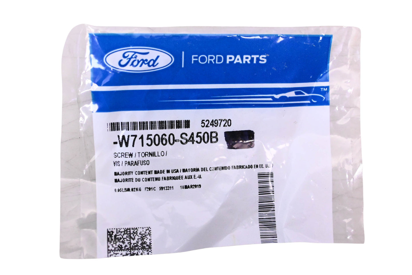 New OEM Ford W715060-S450B, 5249720 Radiator Support Splash Shield Screw & Washer Assembly NOS