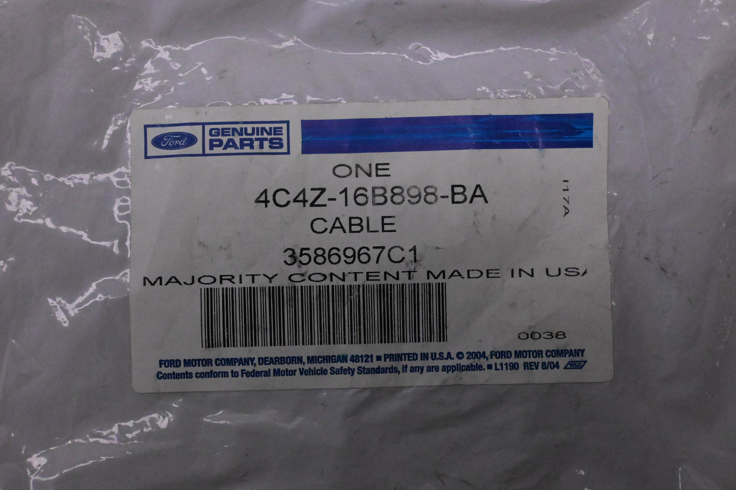 New OEM Ford 4C4Z-16B898-BA Cable Assembly NOS