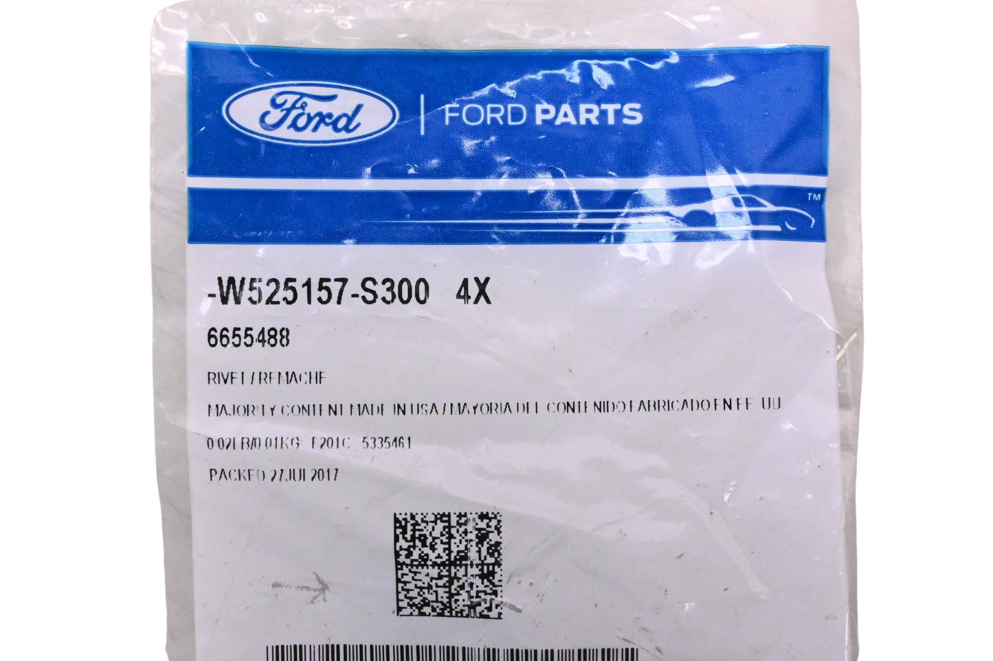 New OEM Ford W525157-S300, 6655488 Rivets Qty 4 NOS