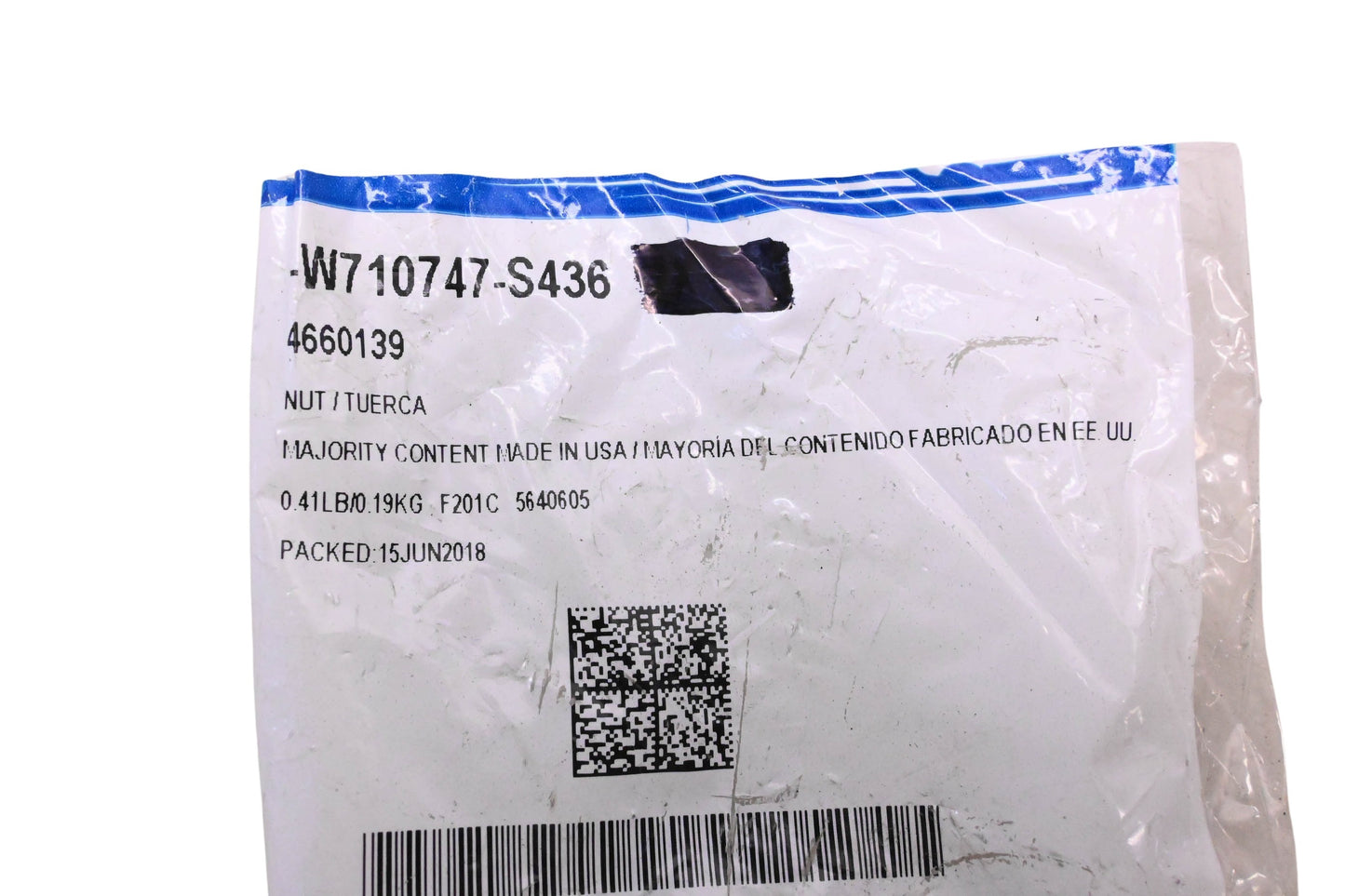 New OEM Ford W710747-S436, 4660139 Suspension Shock Nut Assembly NOS