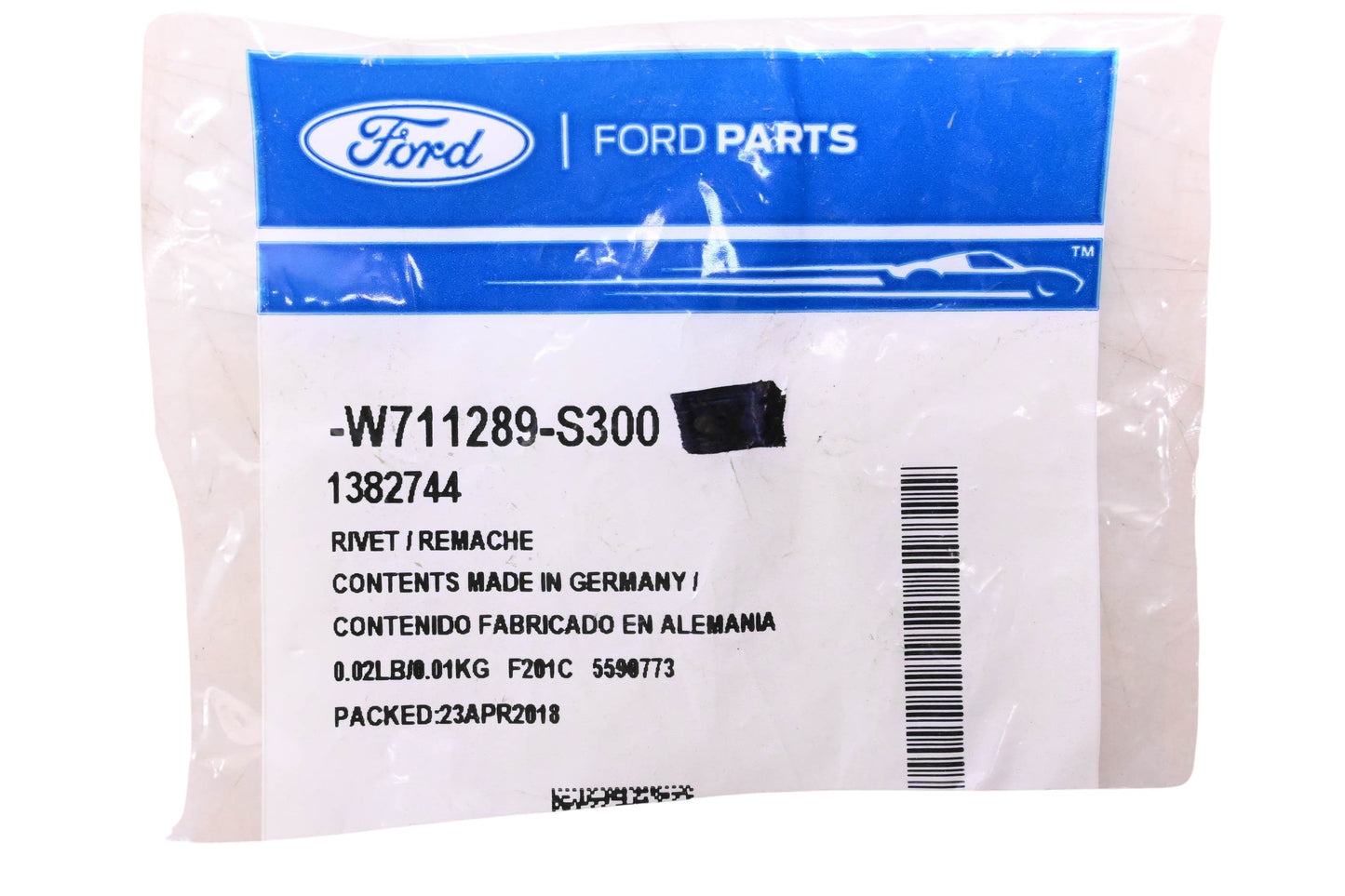 New OEM Ford W711289-S300, 1382744 Fender Liner Rivets Qty 2 NOS