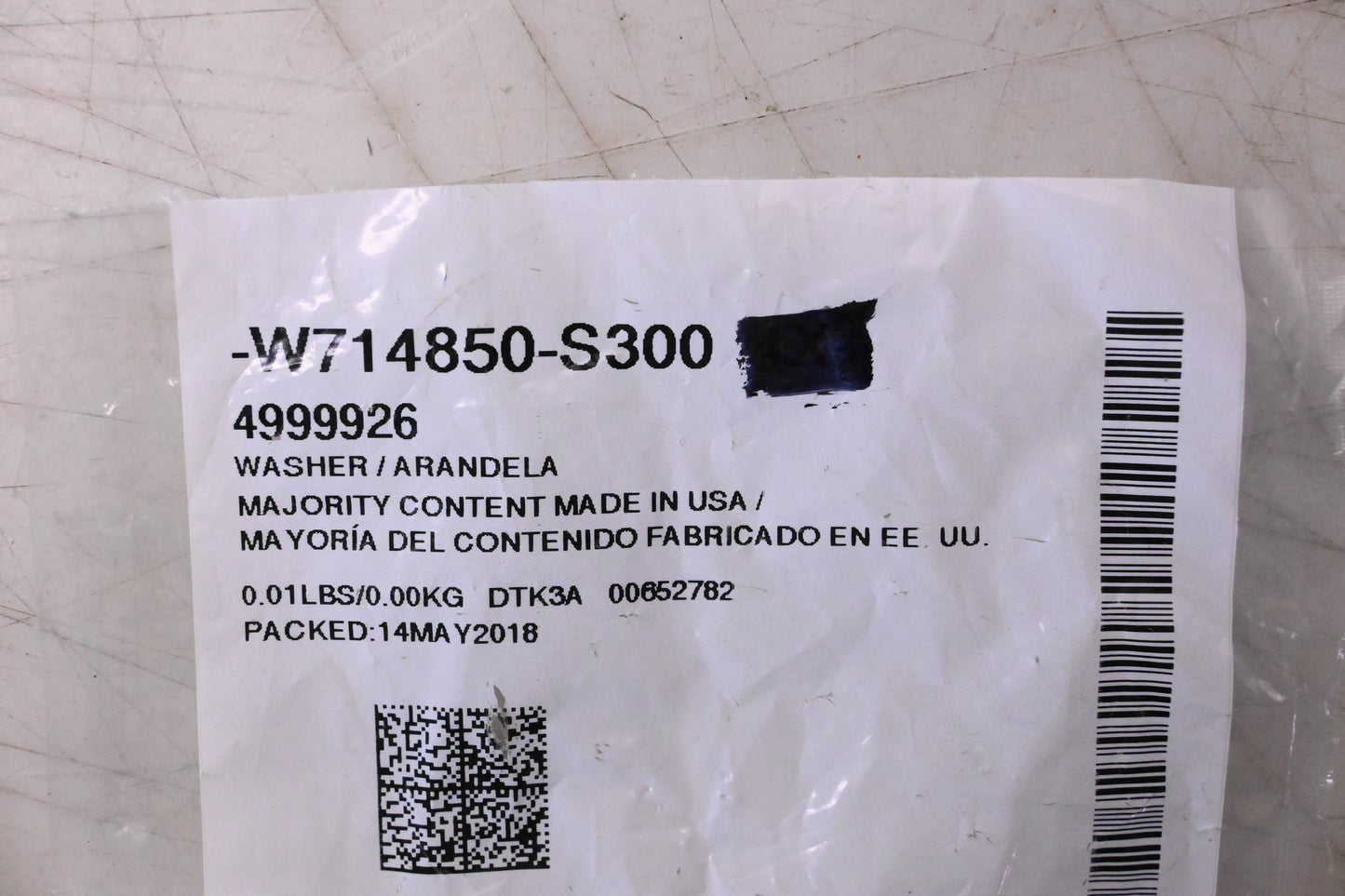 New OEM Ford W714850-S300, 4999926 Washer NOS