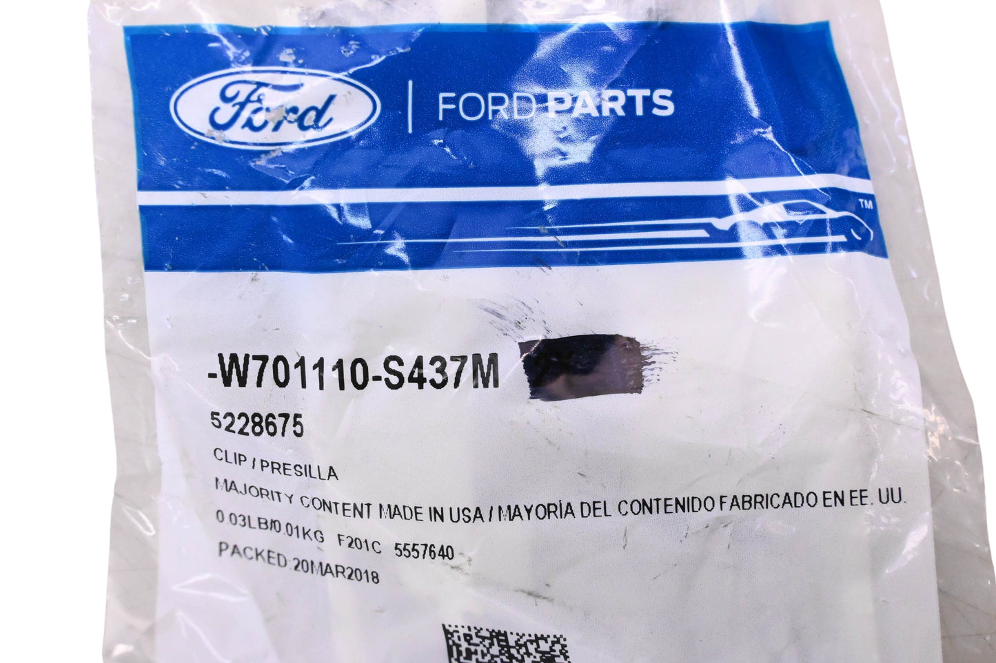 New OEM Ford W701110-S437M, 5228675 Mount Plate Clip NOS