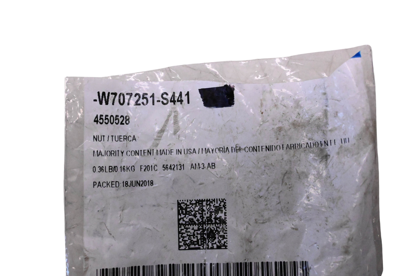 New OEM Ford W707251-S441, 4550528 Outer Tie Rod Nut NOS