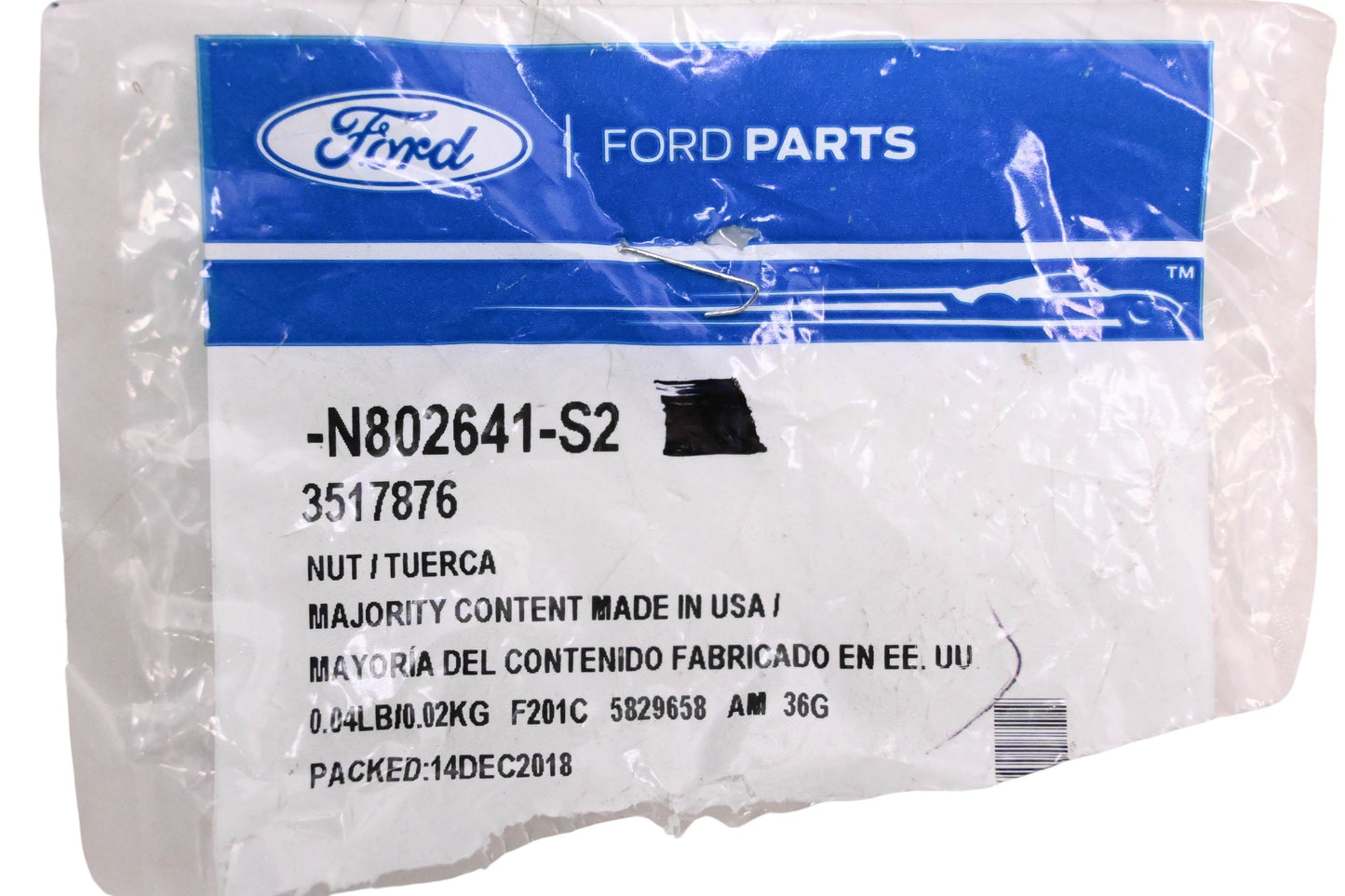 New OEM Ford N802641-S2, 3517876 Nut & Retainer Assembly NOS