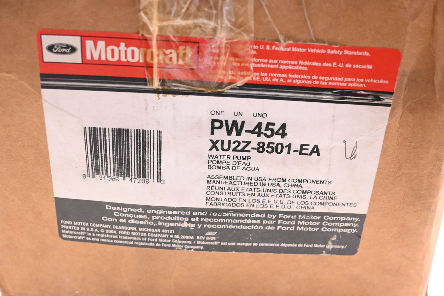 New OEM Motorcraft PW-454, XU2Z-8501-EA Water Pump Assembly Kit NOS