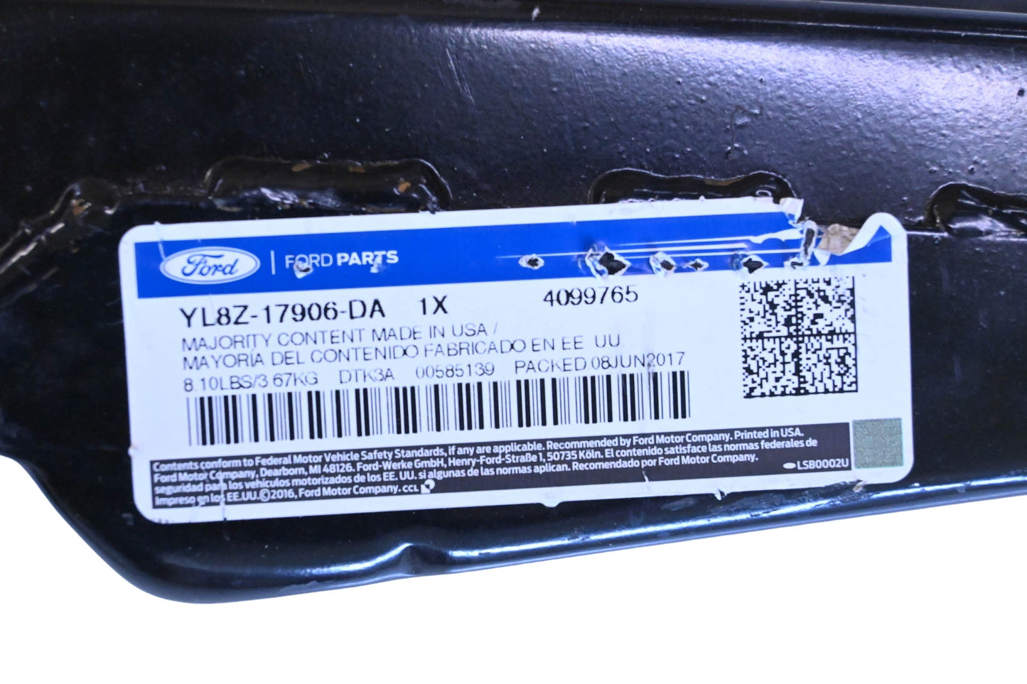 New OEM Ford YL8Z-17906-DA Rear Bumper Impact Bar NOS