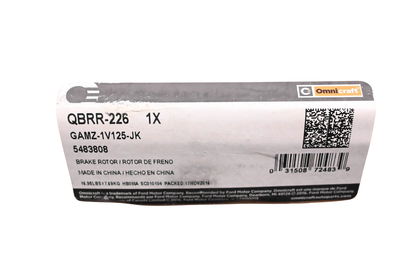 Omnicraft QBRR-226, GAMZ-1V125-JK, 5483808 Front Disc Brake Rotor Assembly NOS