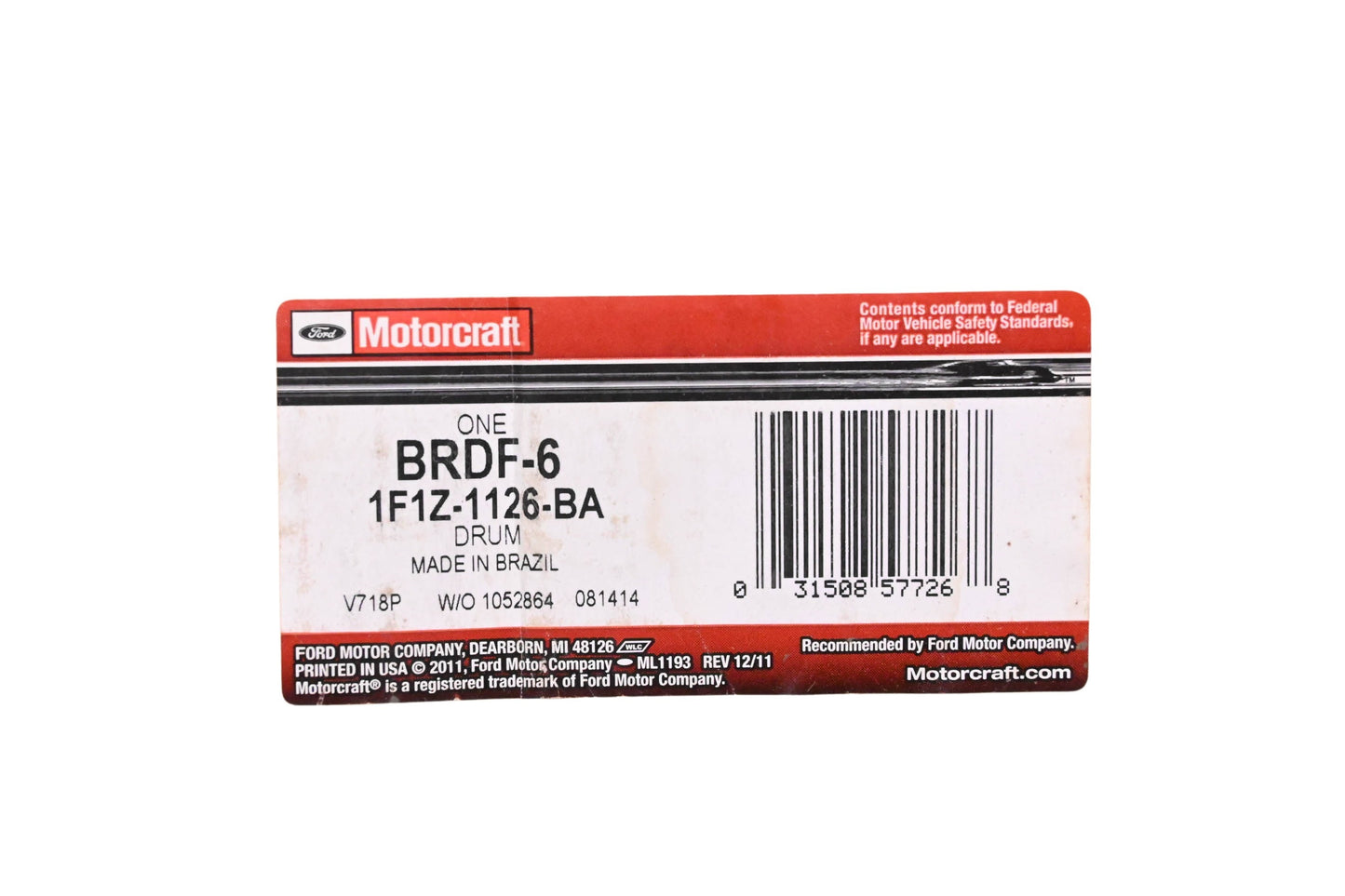New OEM Motorcraft BRDF-6, 1F1Z-1126-BA Brake Drum Assembly NOS