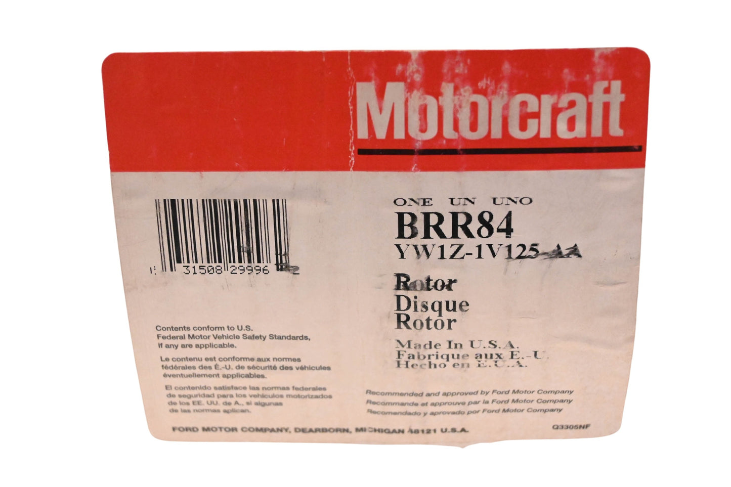 New OEM Motorcraft BRR84, YW1Z-1V125-AA Disc Brake Rotor Assembly NOS