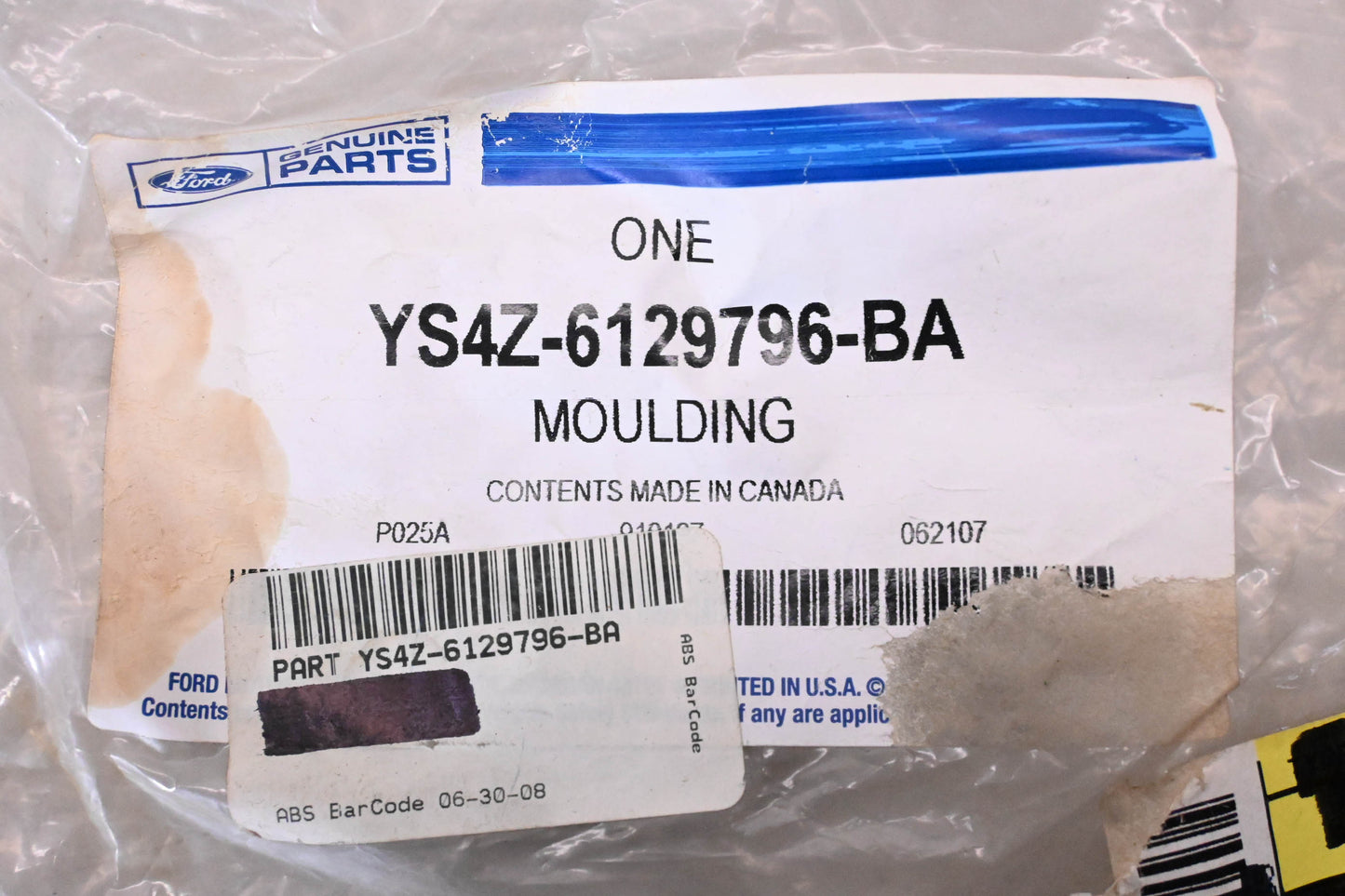 New OEM Ford YS4Z-6129796-BA Quarter Window Moulding NOS