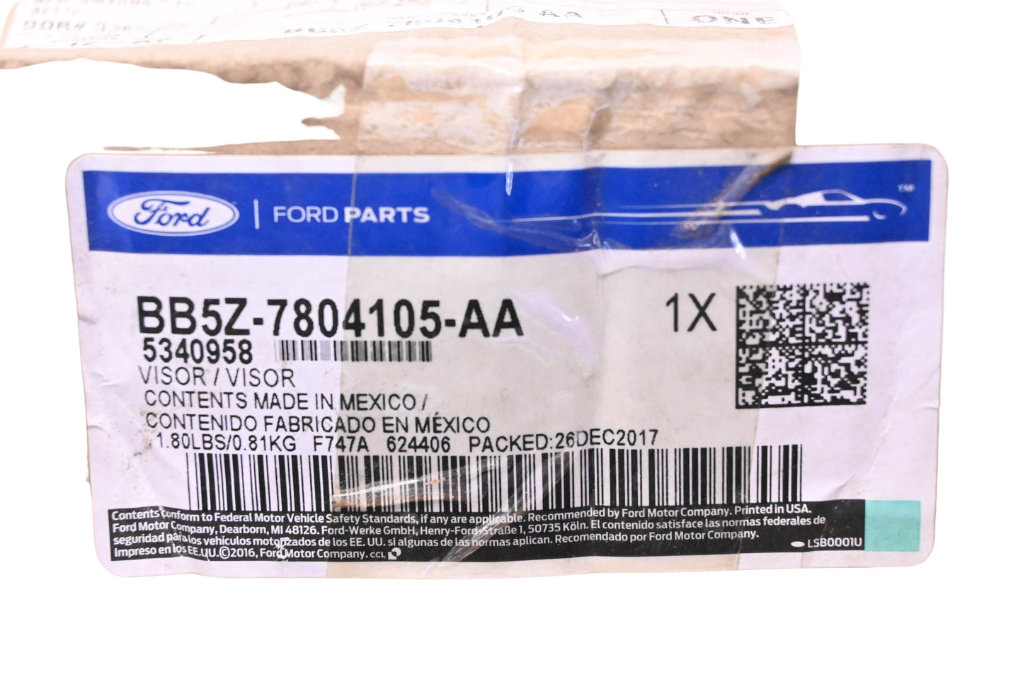 New OEM Ford BB5Z-7804105-AA Sun Visor Assembly NOS