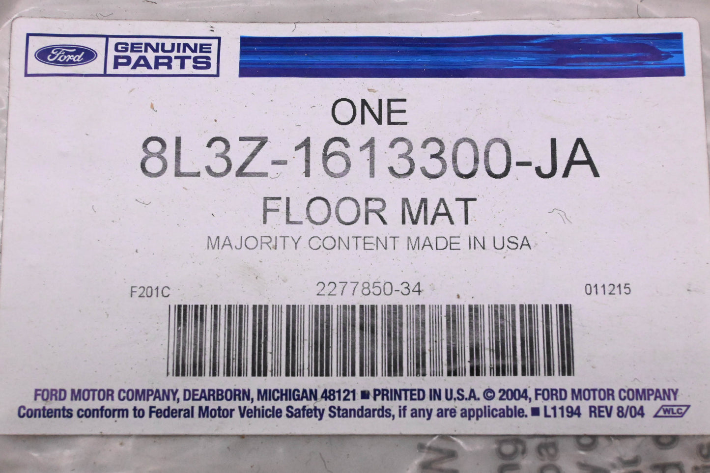 New OEM Ford 8L3Z-1613300-JA Black/Ebony Floor Mat Kit NOS