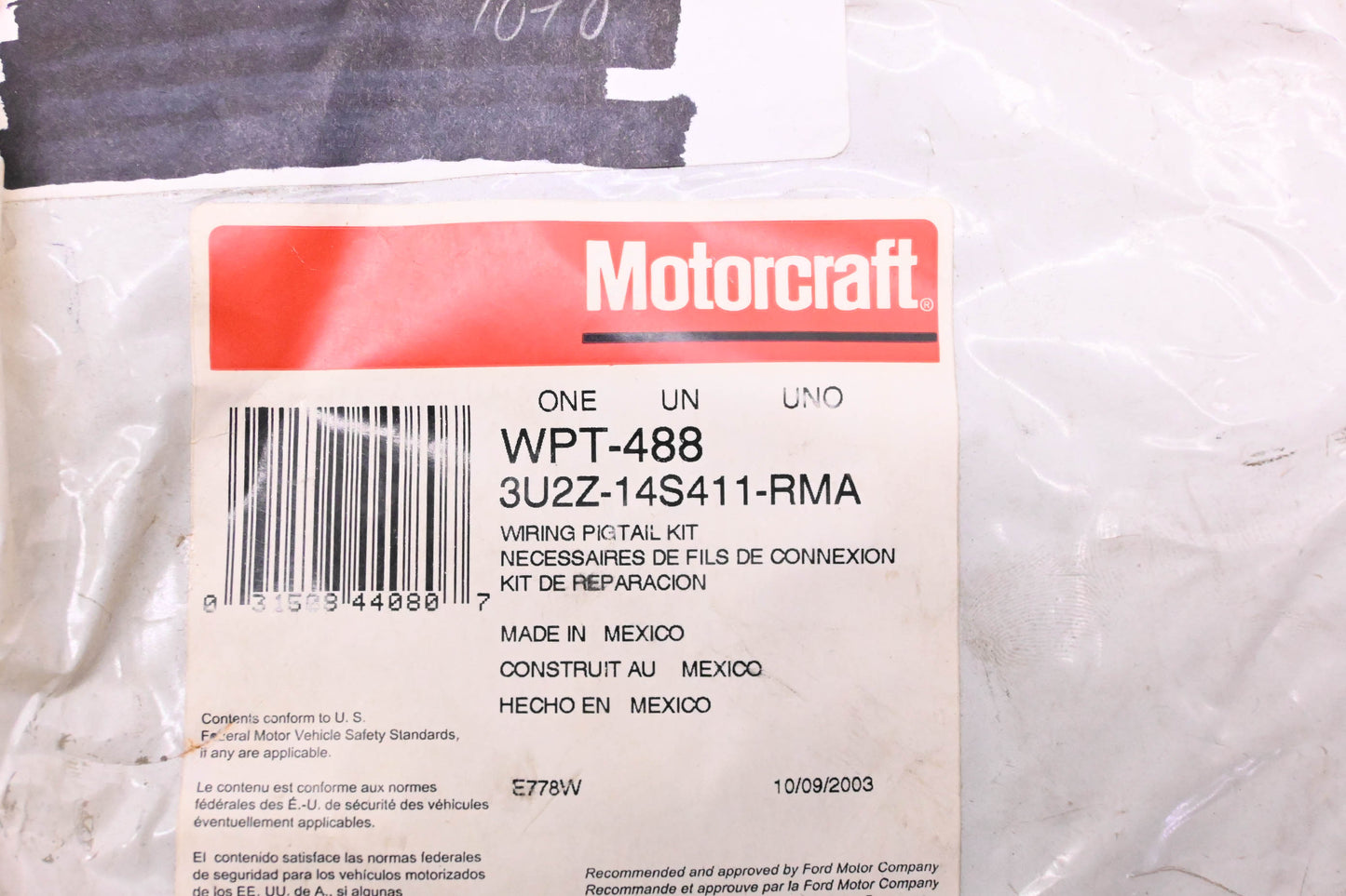 New OEM Motorcraft WPT-488, 3U2Z-14S411-RMA Wiring Repair Kit NOS
