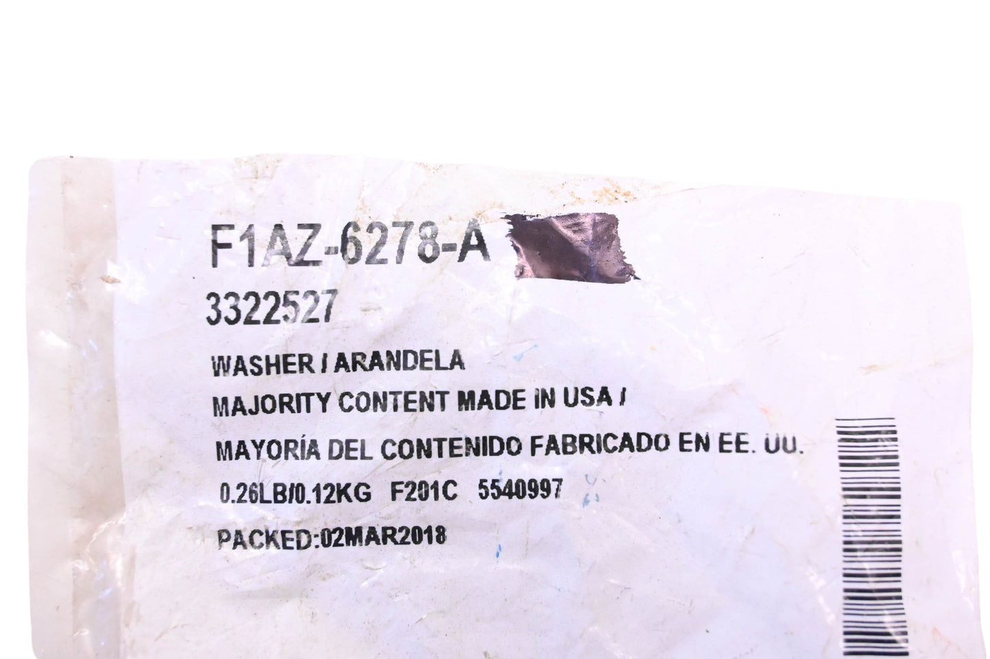 New OEM Ford F1AZ-6278-A, 3322527 Flat Washer NOS