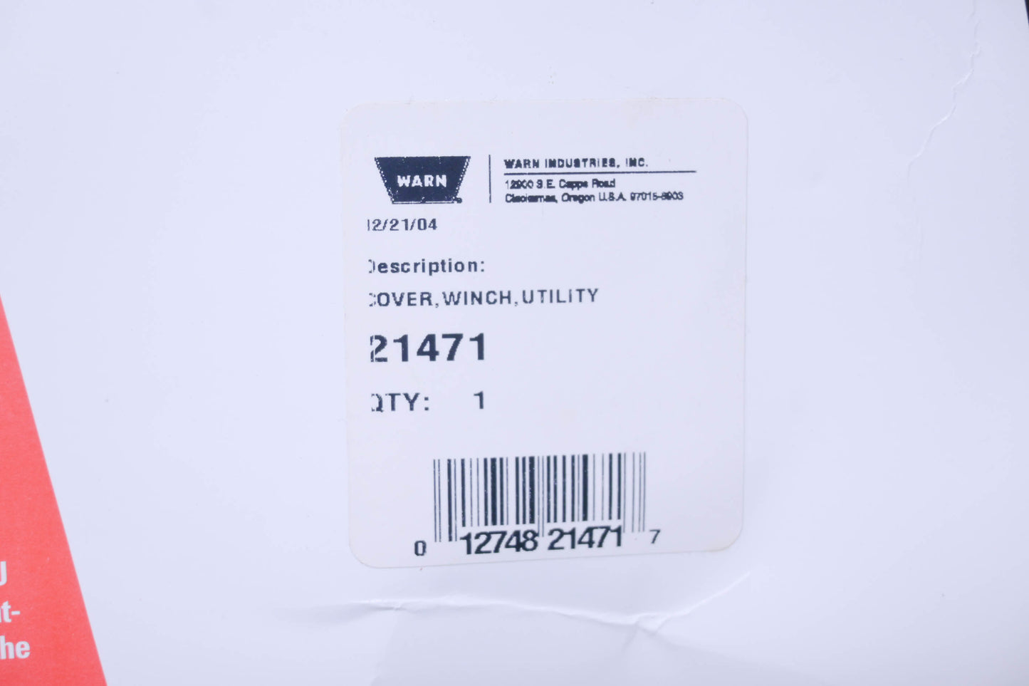 Warn 21471 Winch Cover NOS