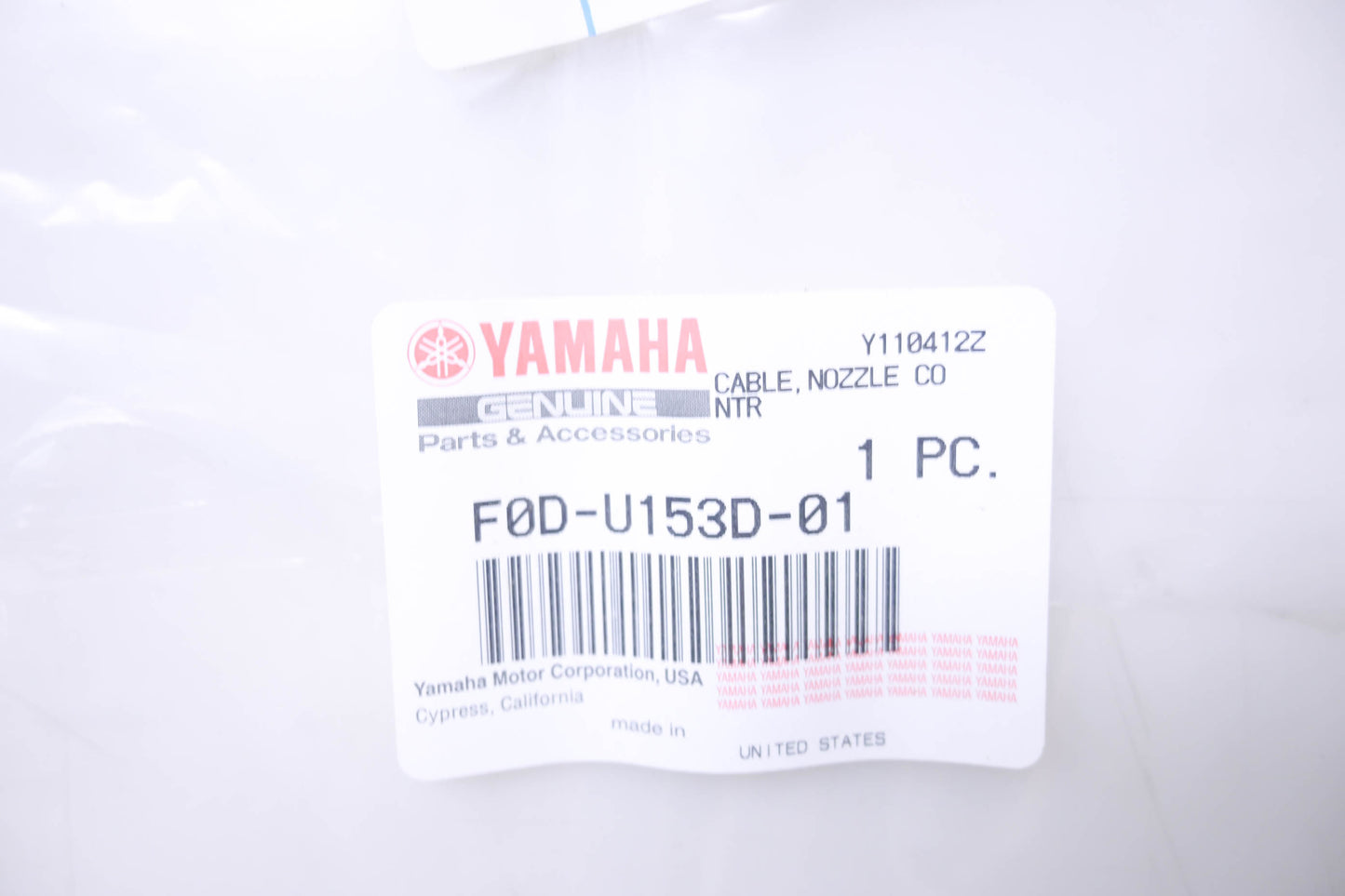 New OEM Yamaha F0D-U153D-01-00 Nozzle Control Cable NOS