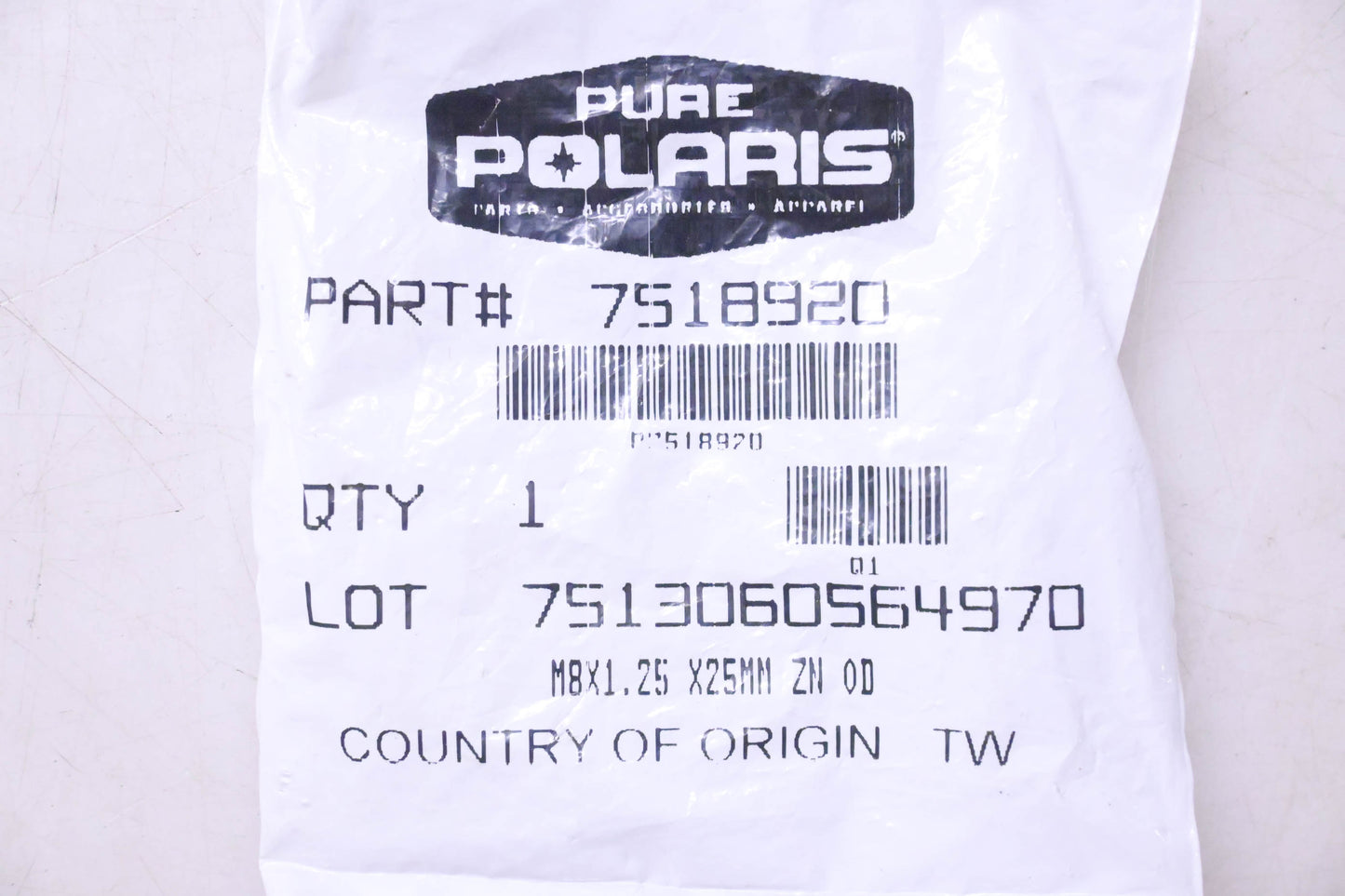 New OEM Polaris 7518920 Carriage Bolt NOS