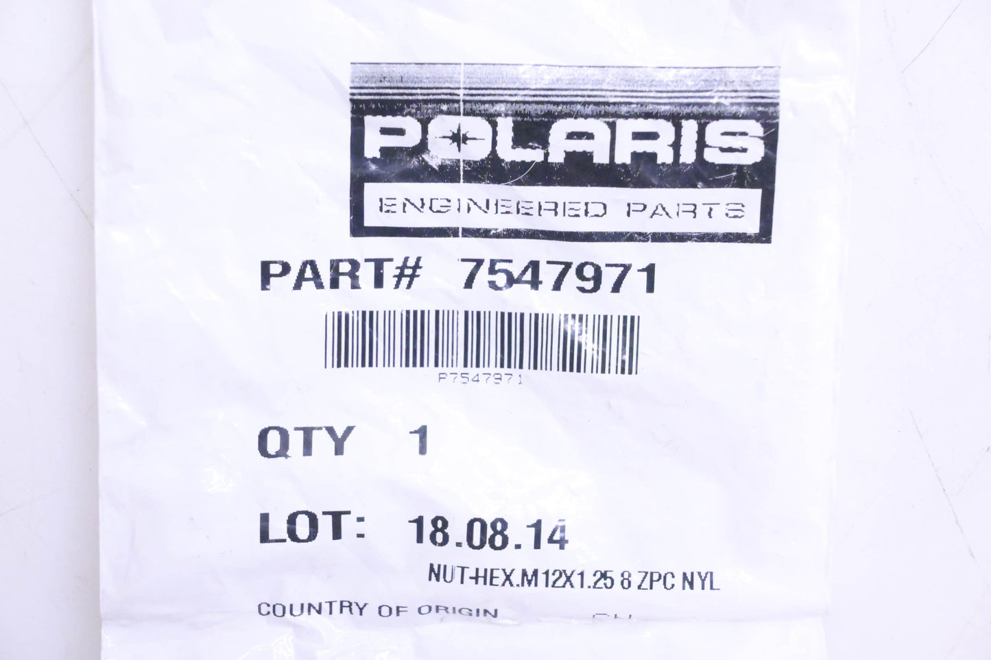 New OEM Polaris 7547971 Hex Nut NOS