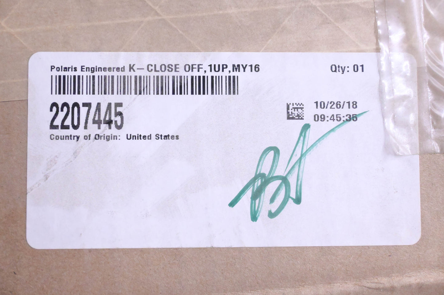 New OEM Polaris 2207445 Close Off Panel Kit, 1UP, MY16 NOS