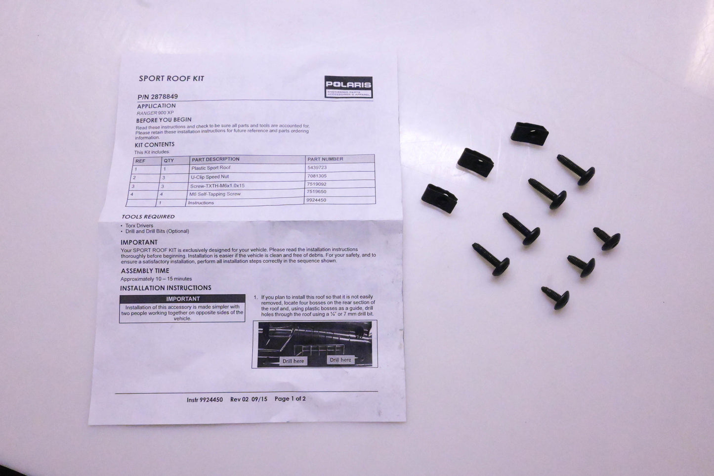 New OEM Polaris 2883239 Lock And Ride Poly Sport Roof Kit NOS