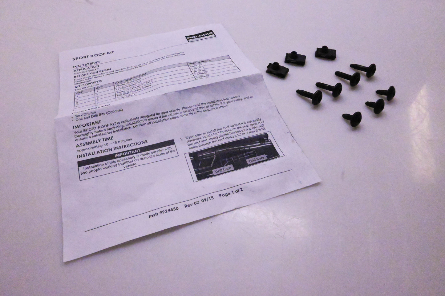 New OEM Polaris 2883239, 5439237 Lock And Ride Poly Sport Roof Kit NOS